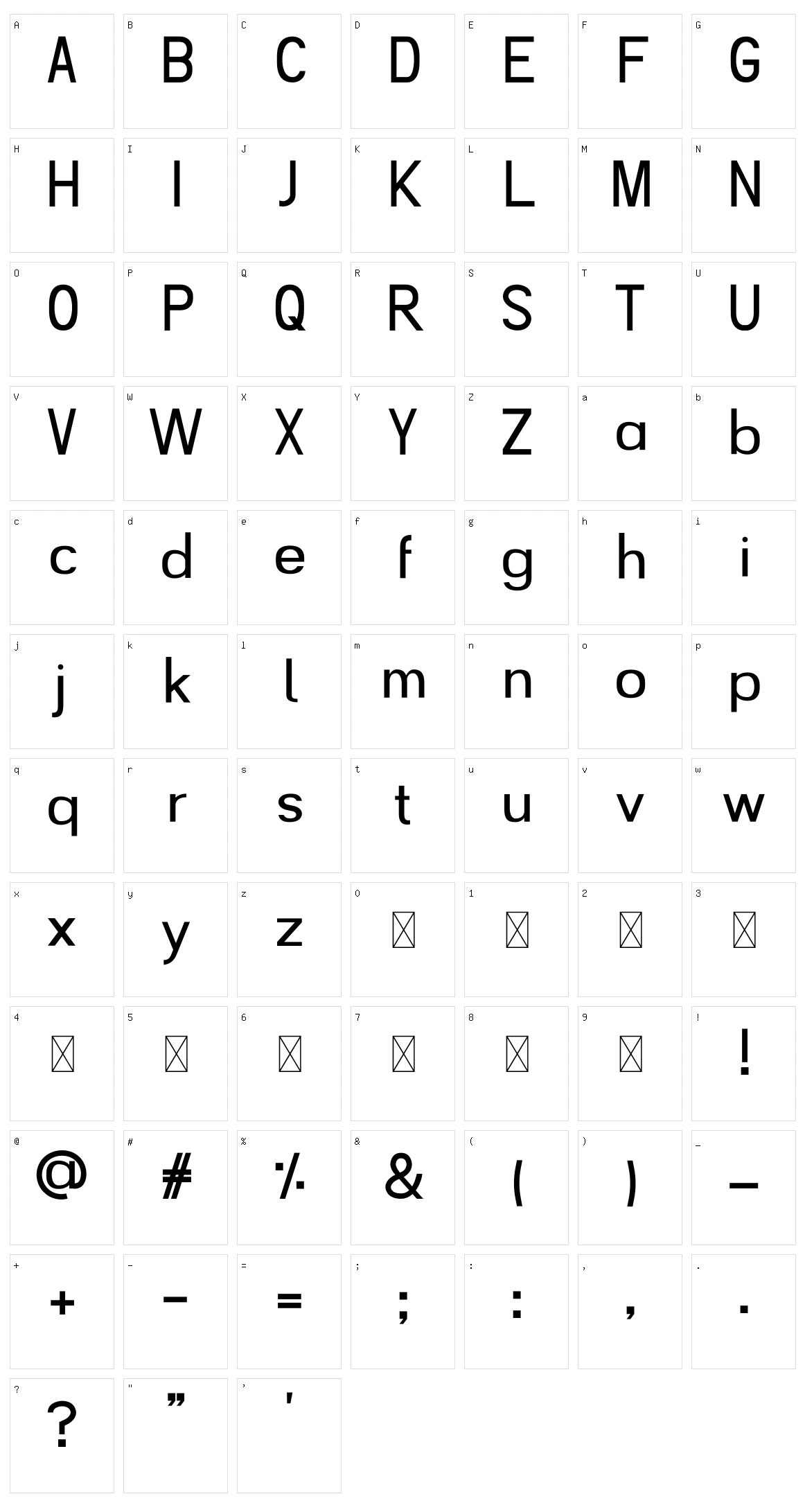 Geelactix Sans Character Set