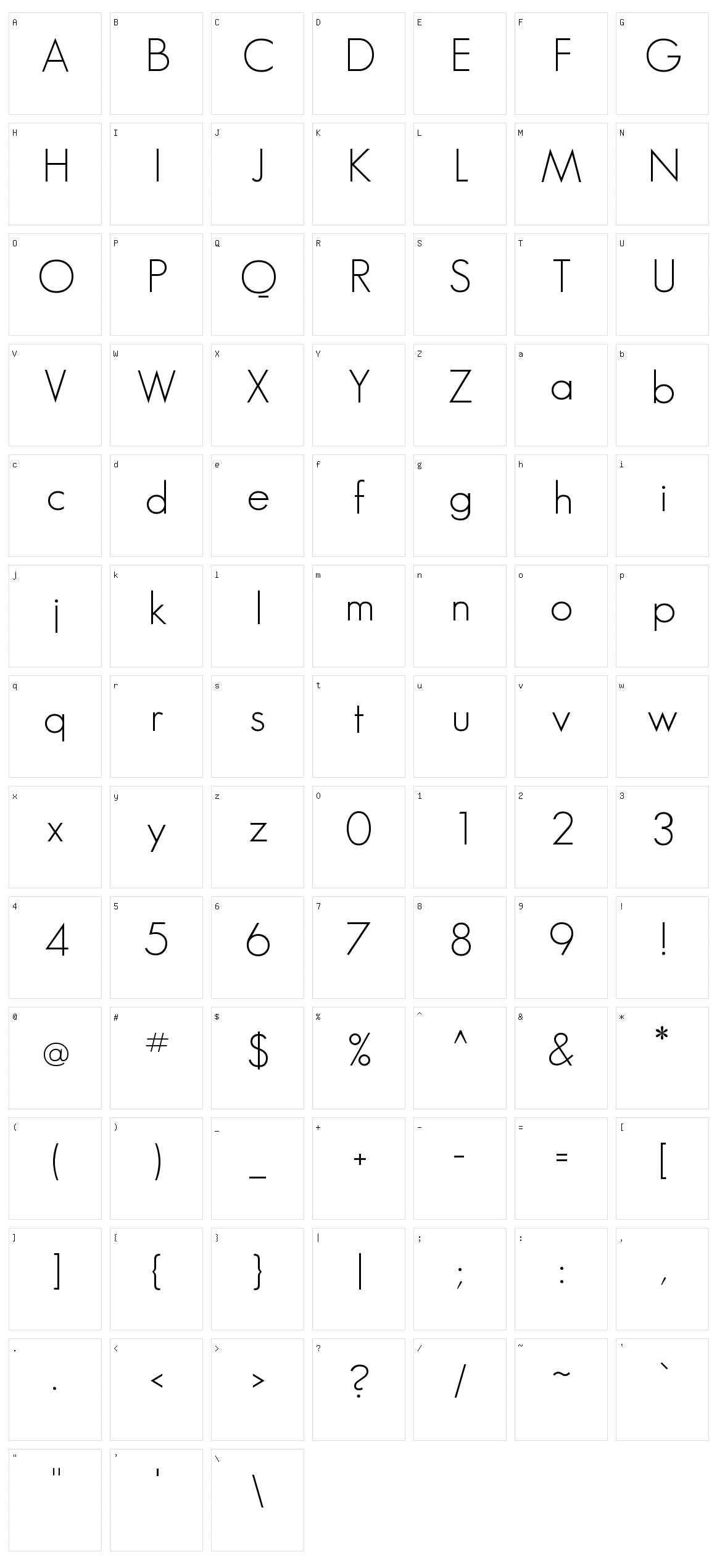Geo Sans Light Character Set