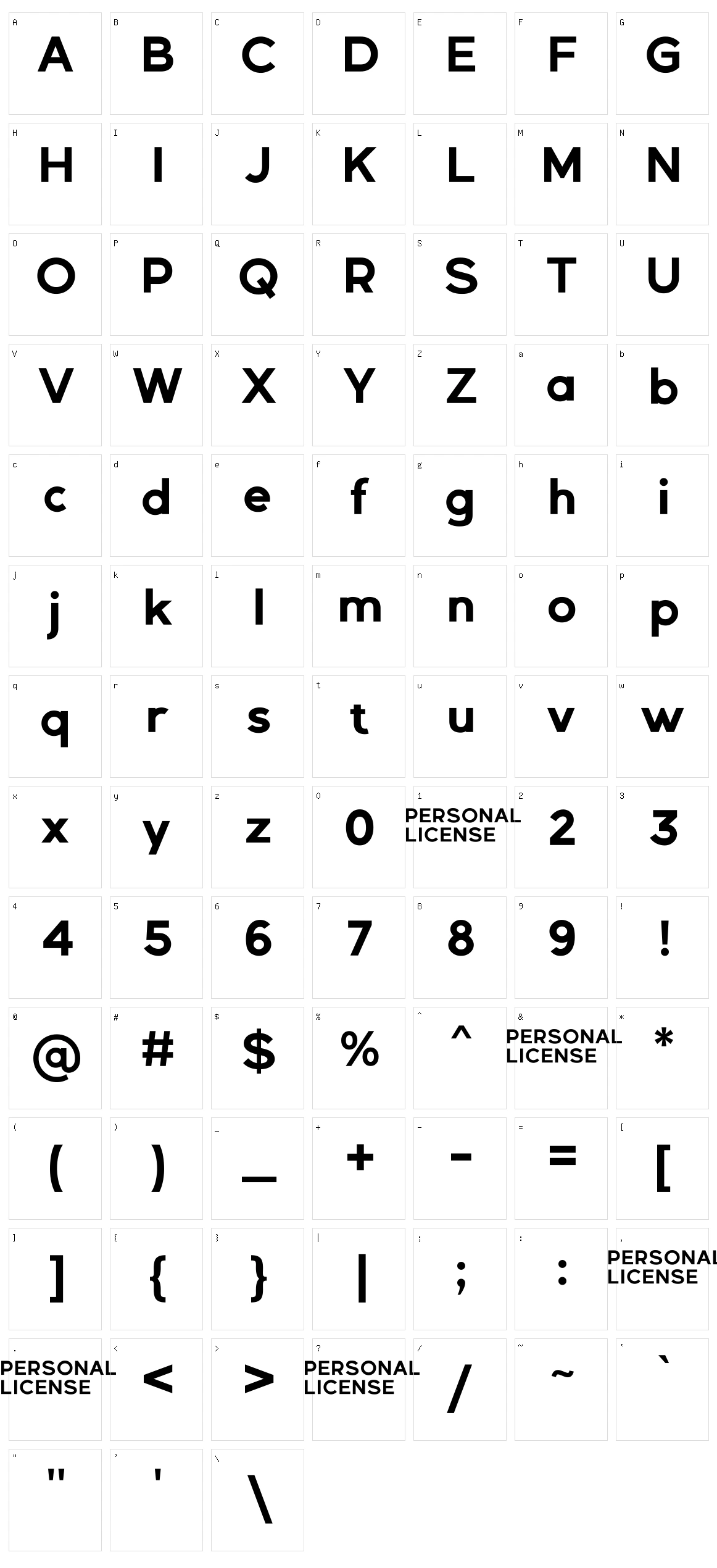 Gexo Sans Character Set
