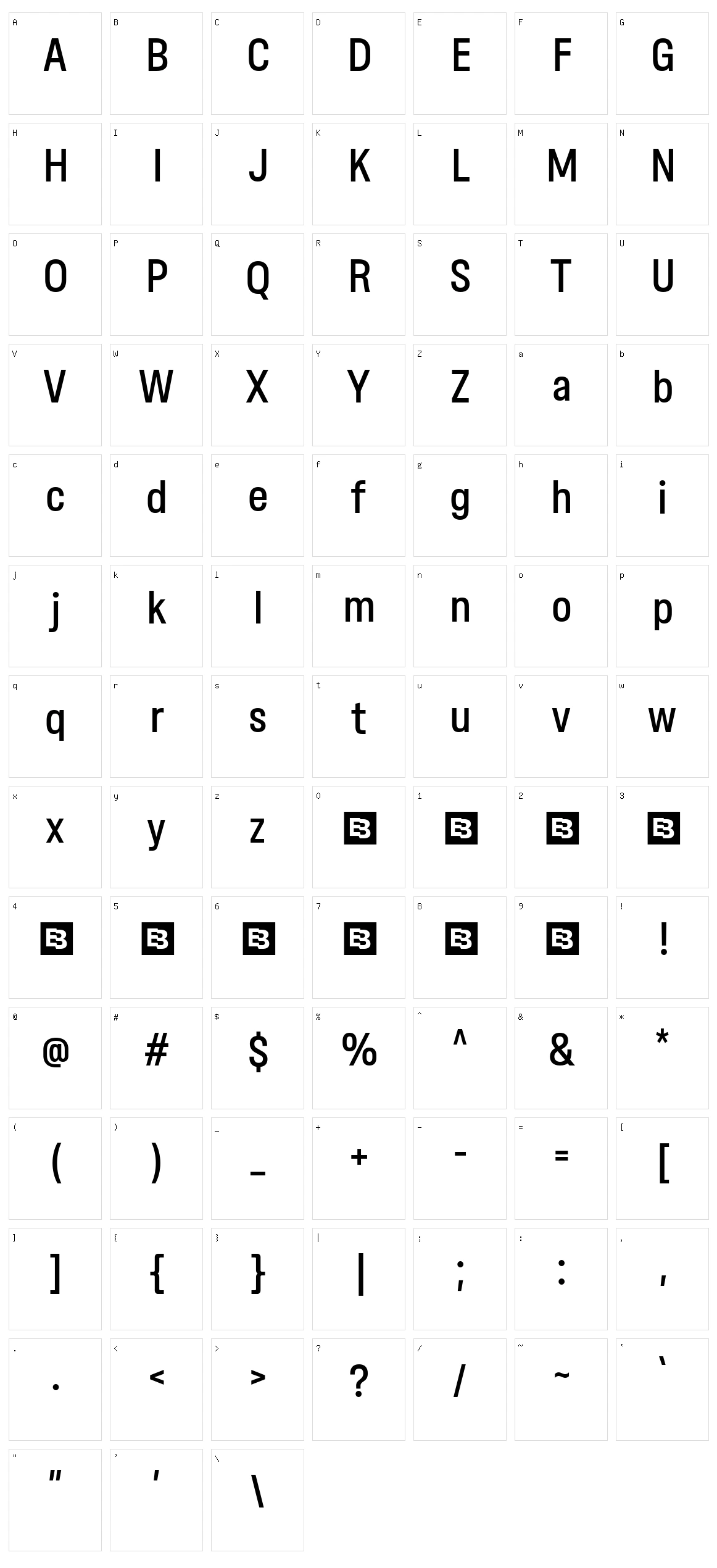 Gibstone Character Set