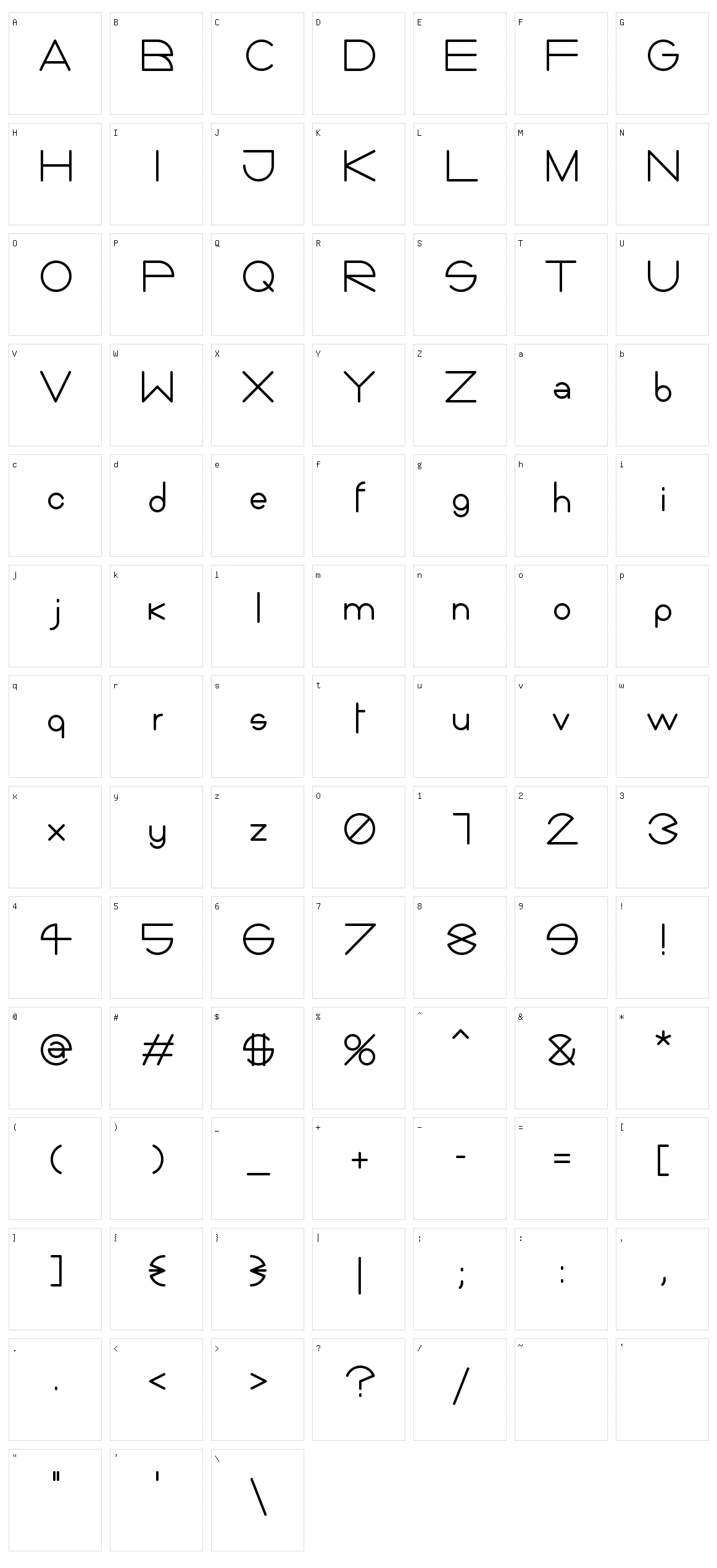 Giorgino Character Set