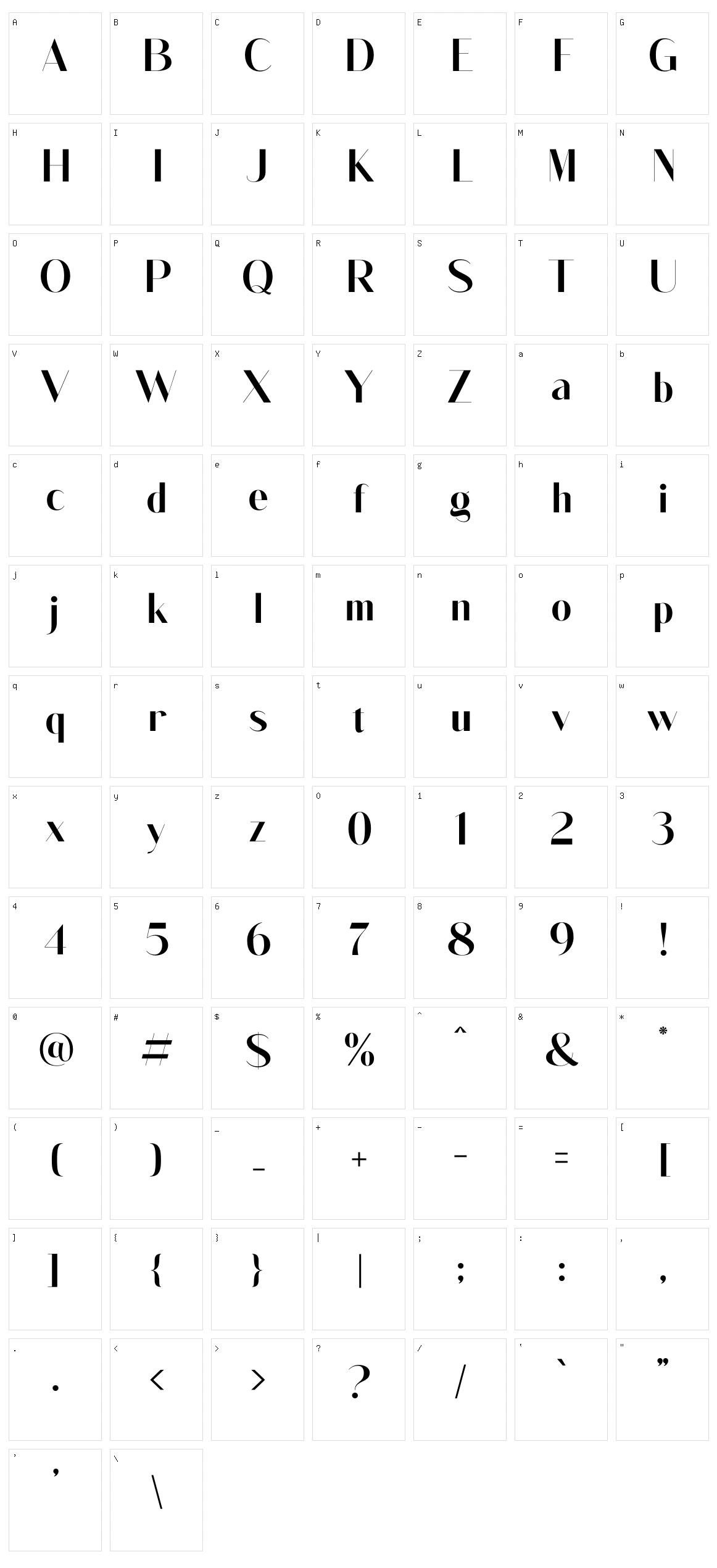 Glakome Character Set