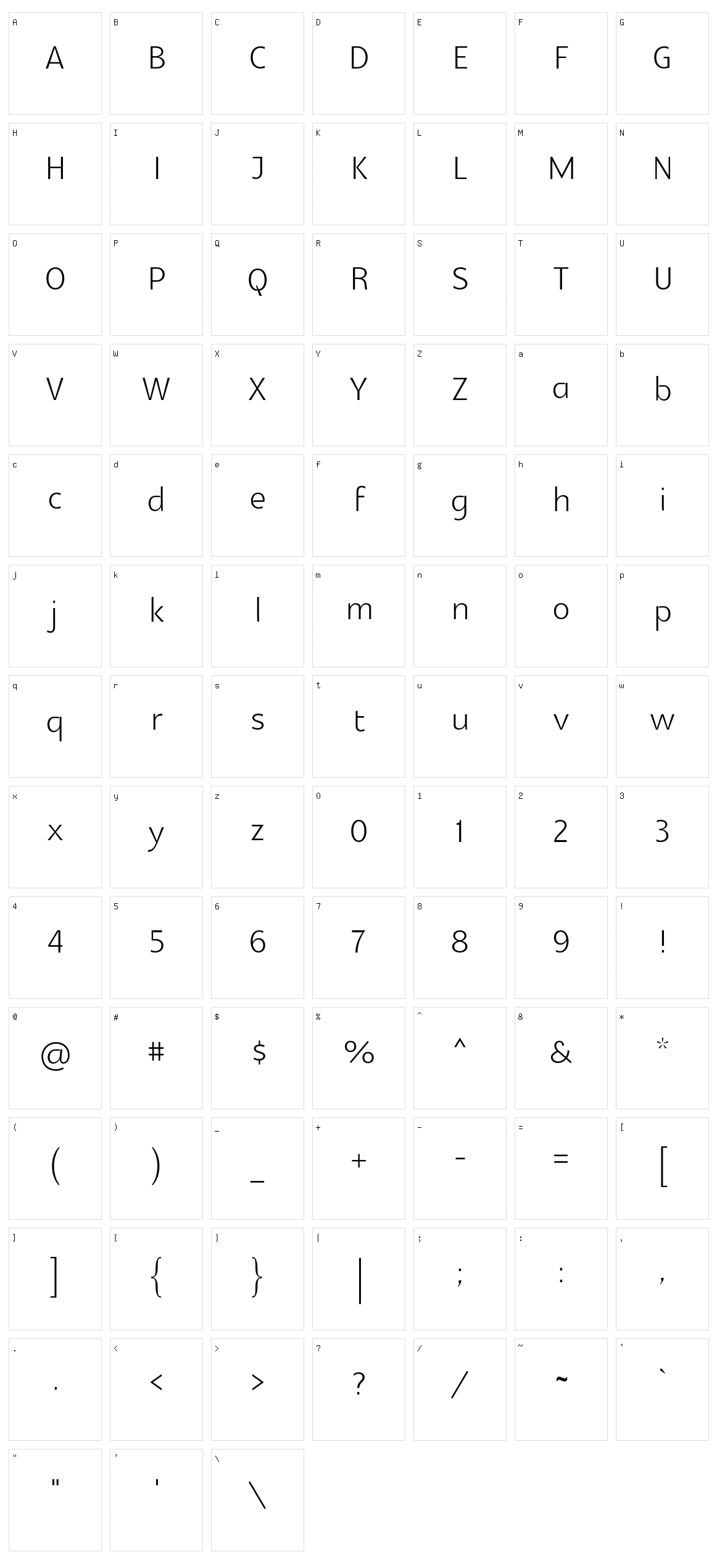 Glametrix Character Set