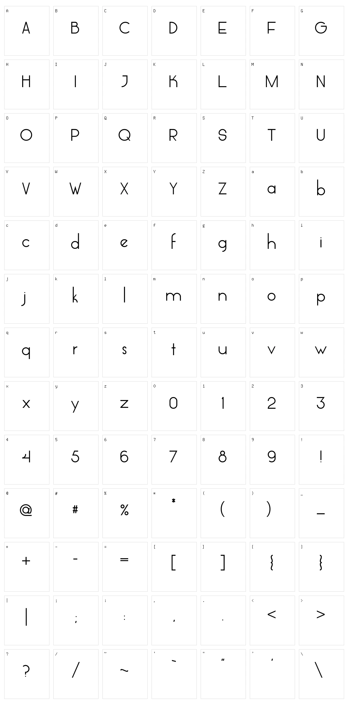 Glasket Character Set