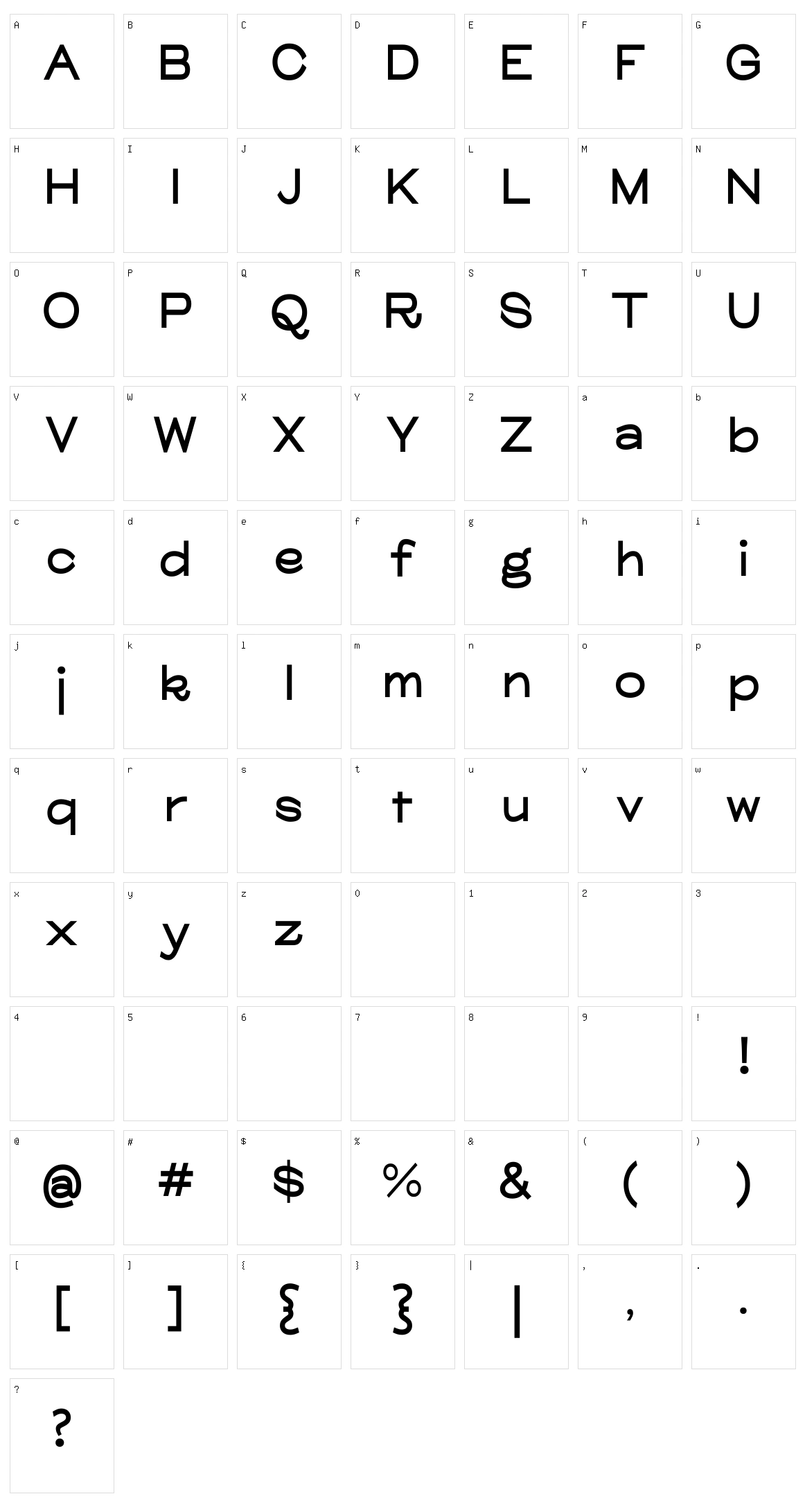 Glora Character Set