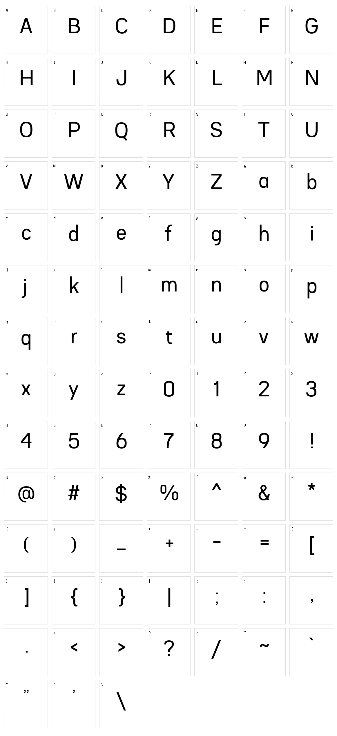 Gloryn Character Set