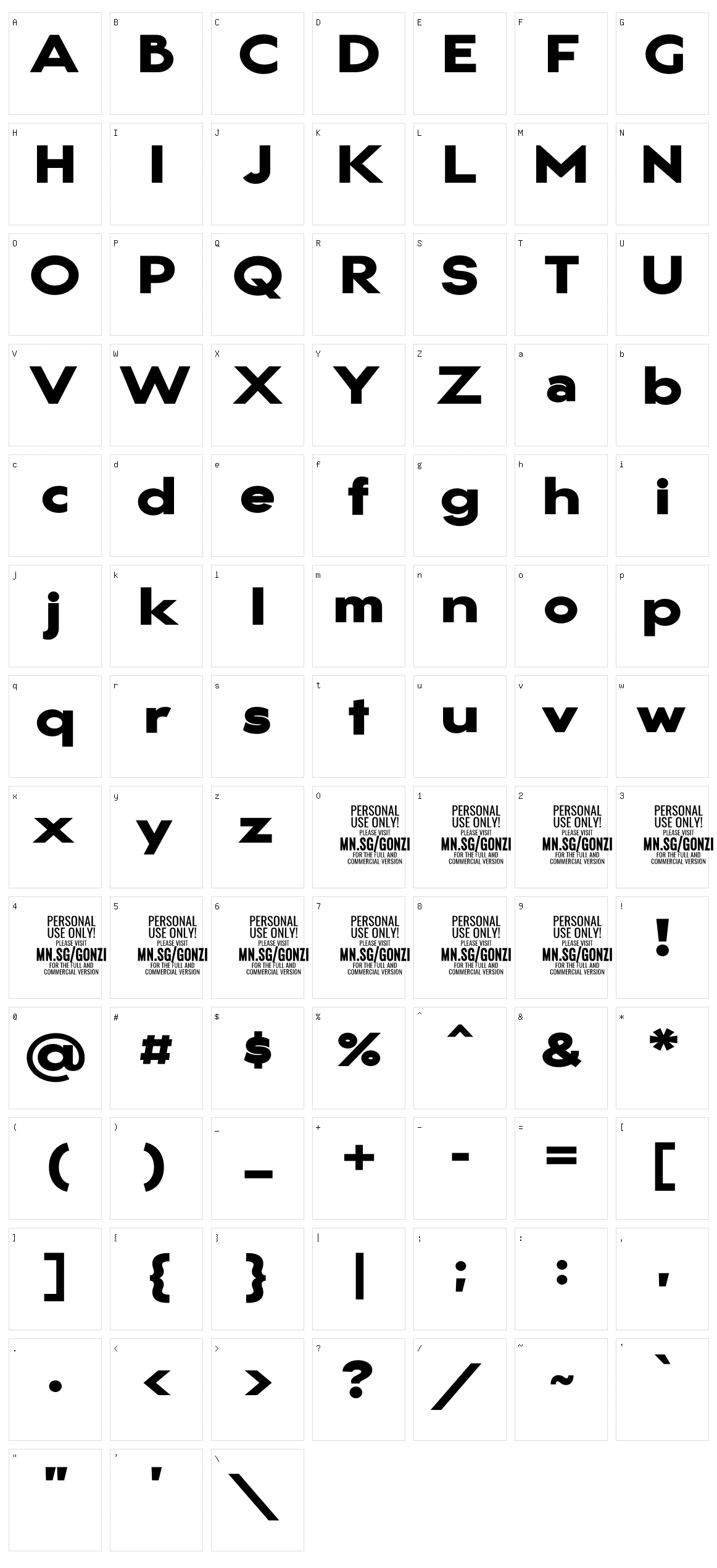 Gonzi Expanded Character Set