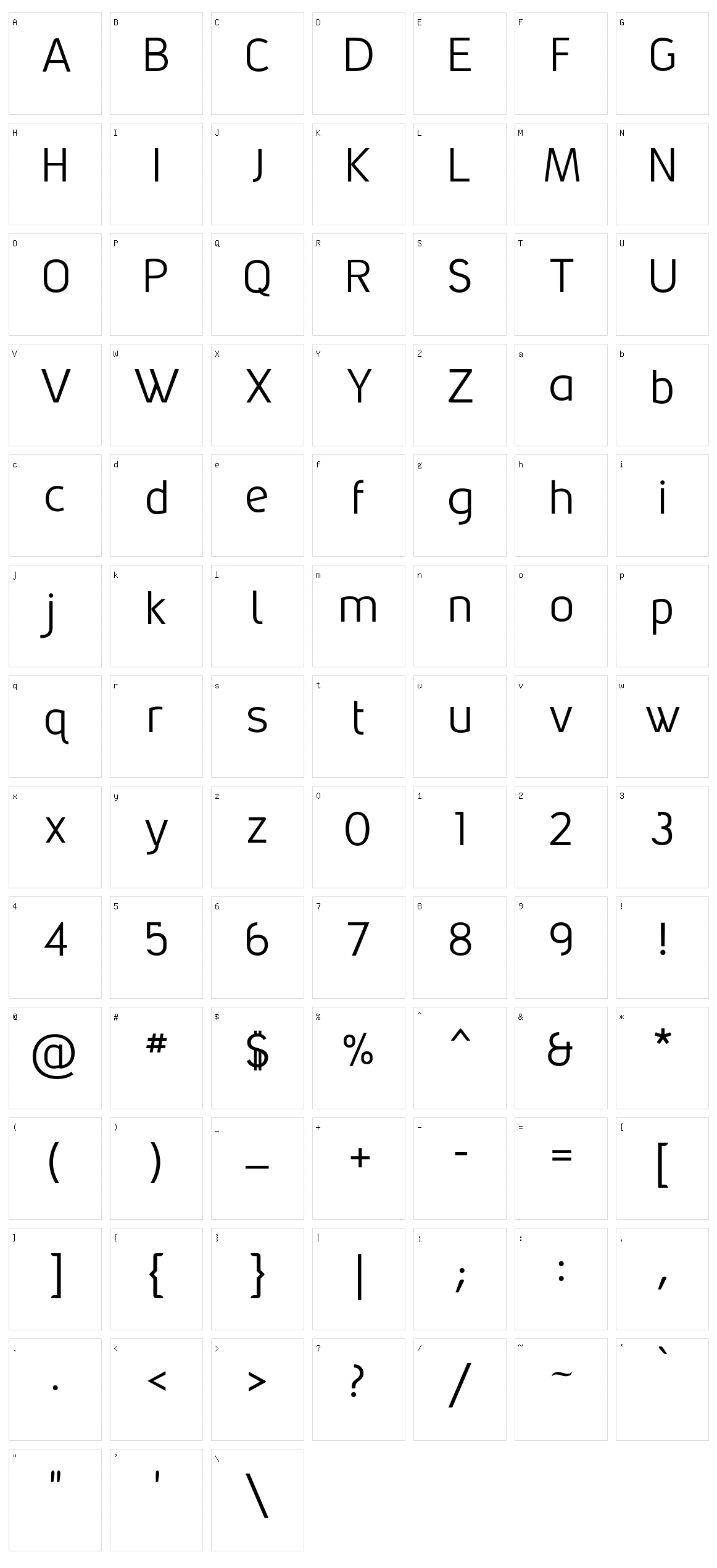 Grabstein Sans CE Character Set