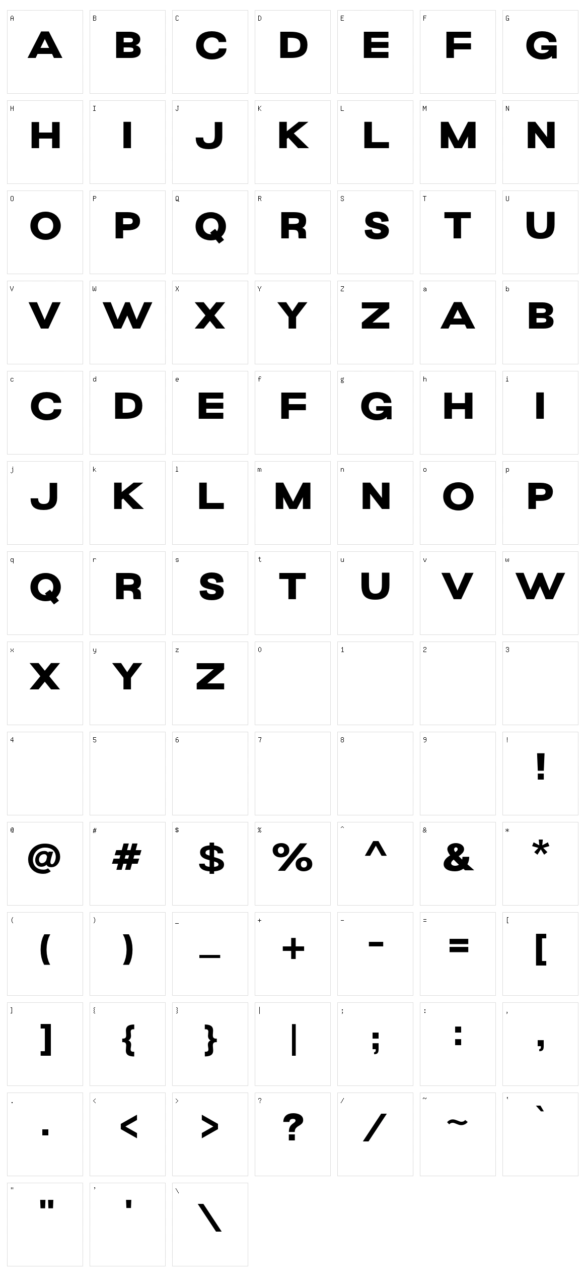 Grand Wilson Sans Character Set