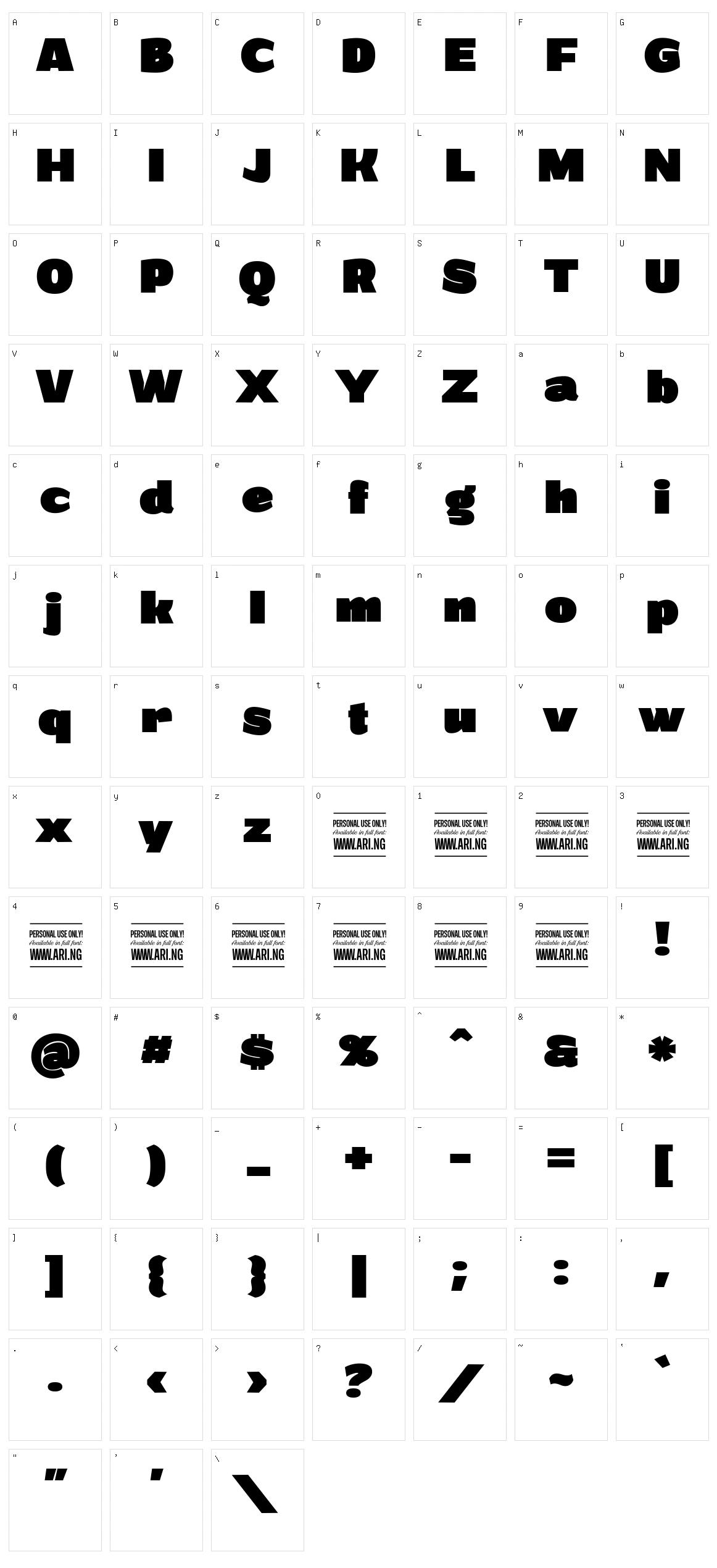 Grandi Character Set