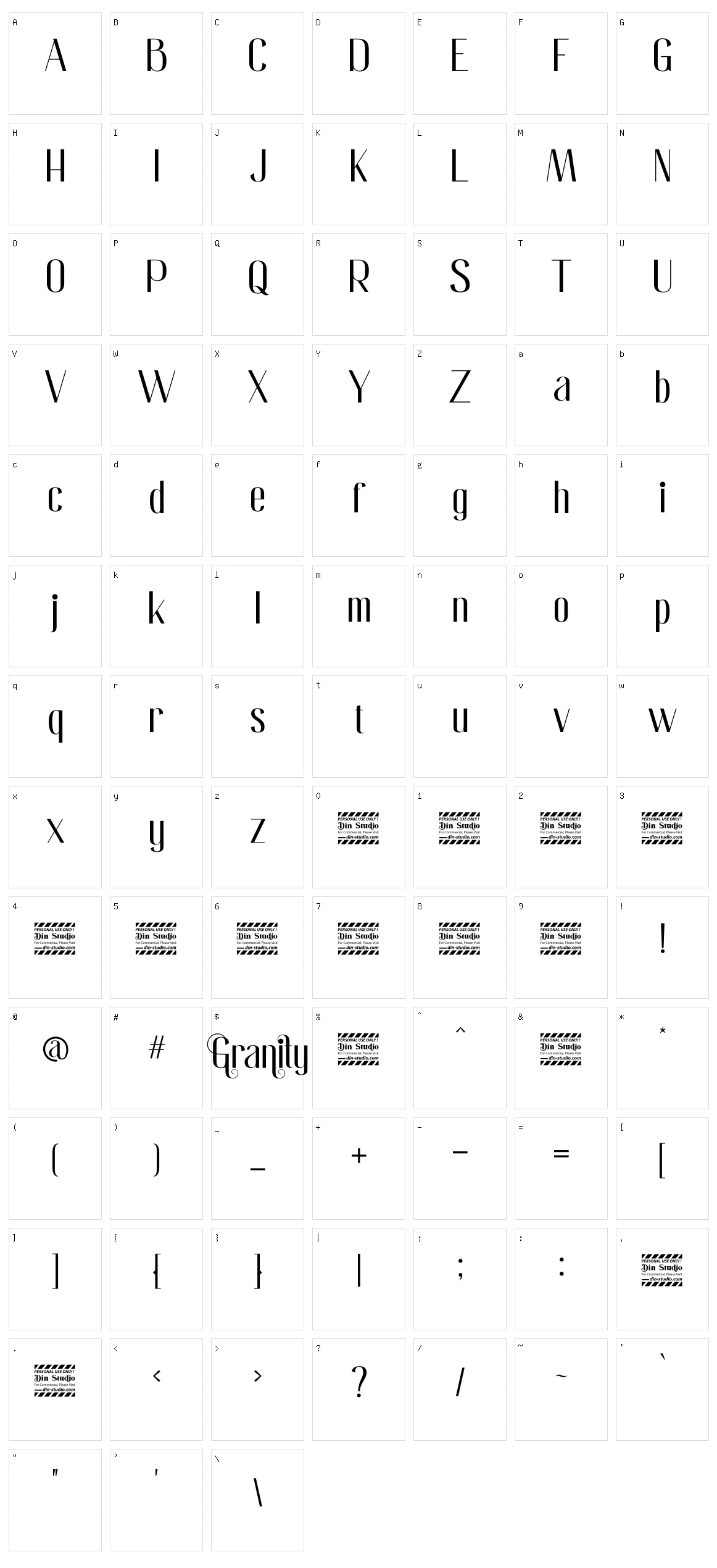 Granity Character Set