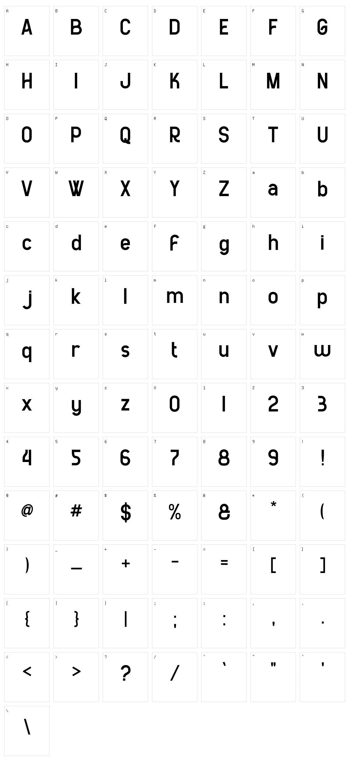 Graty Sans Character Set