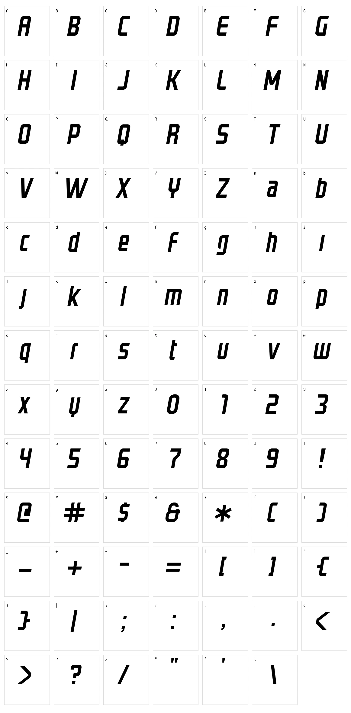 Graystroke Character Set