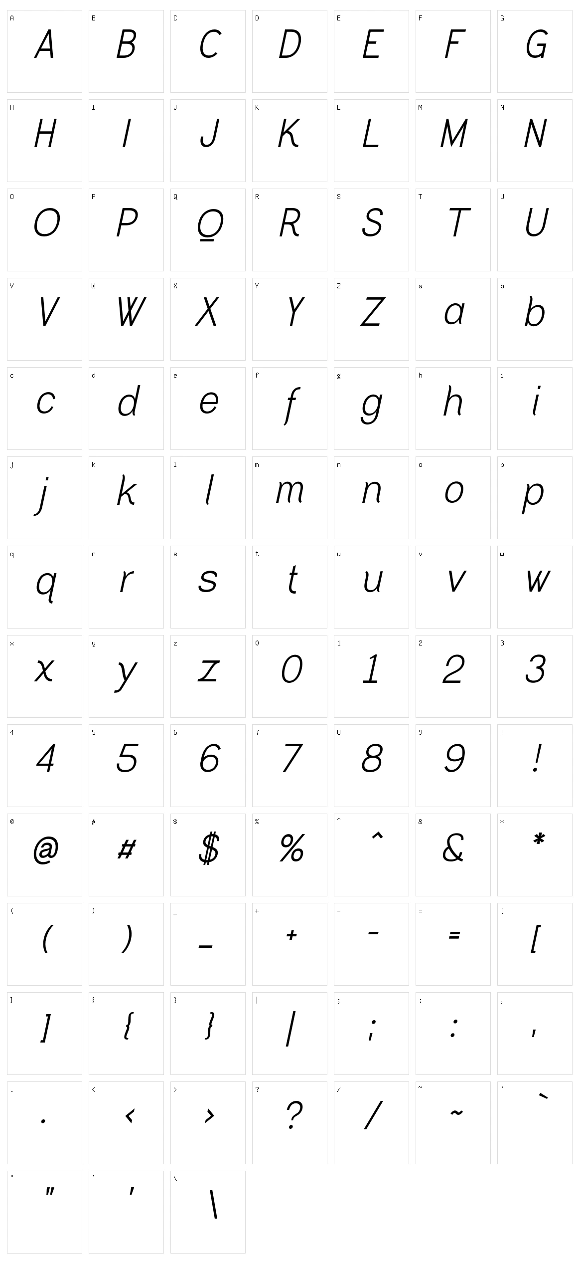Greback Grotesque Character Set