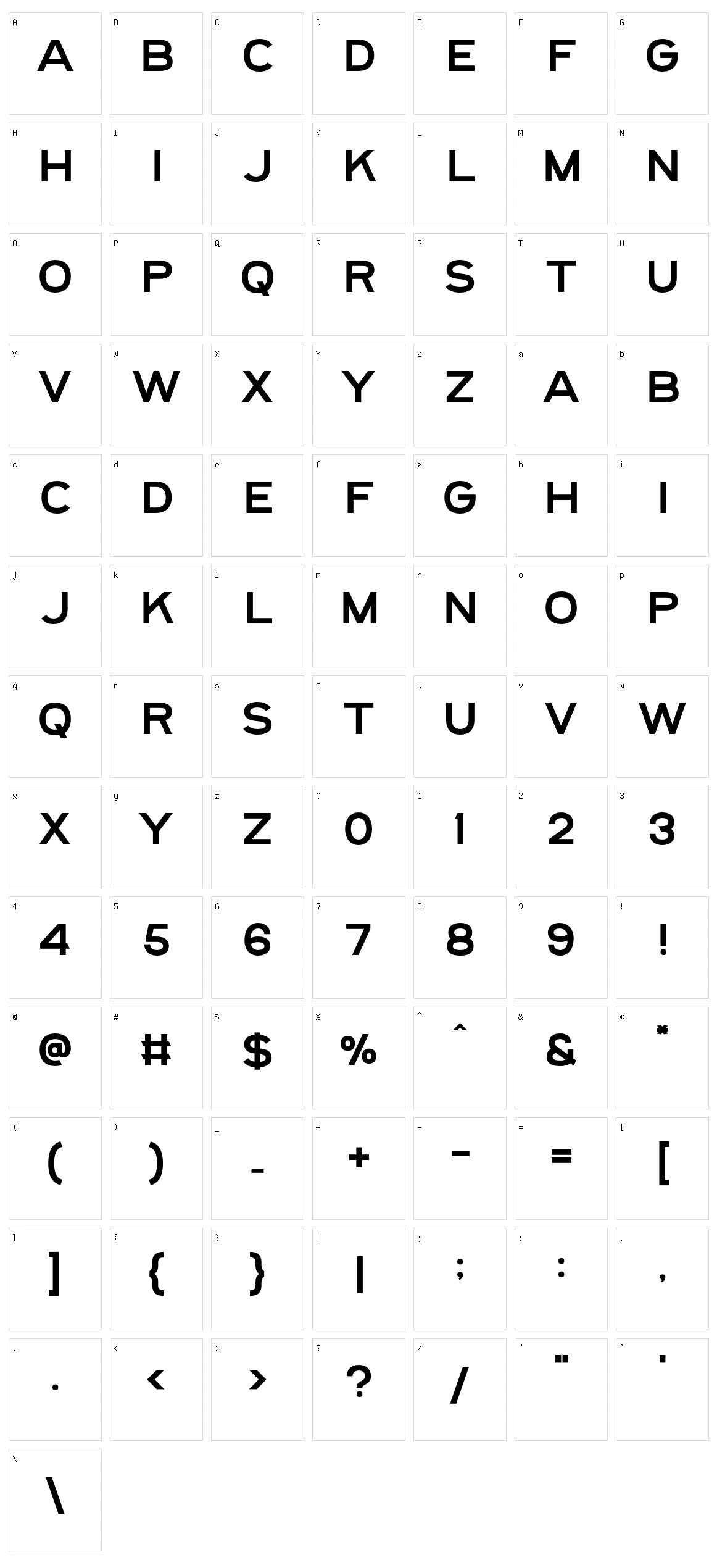 Gridstar Character Set