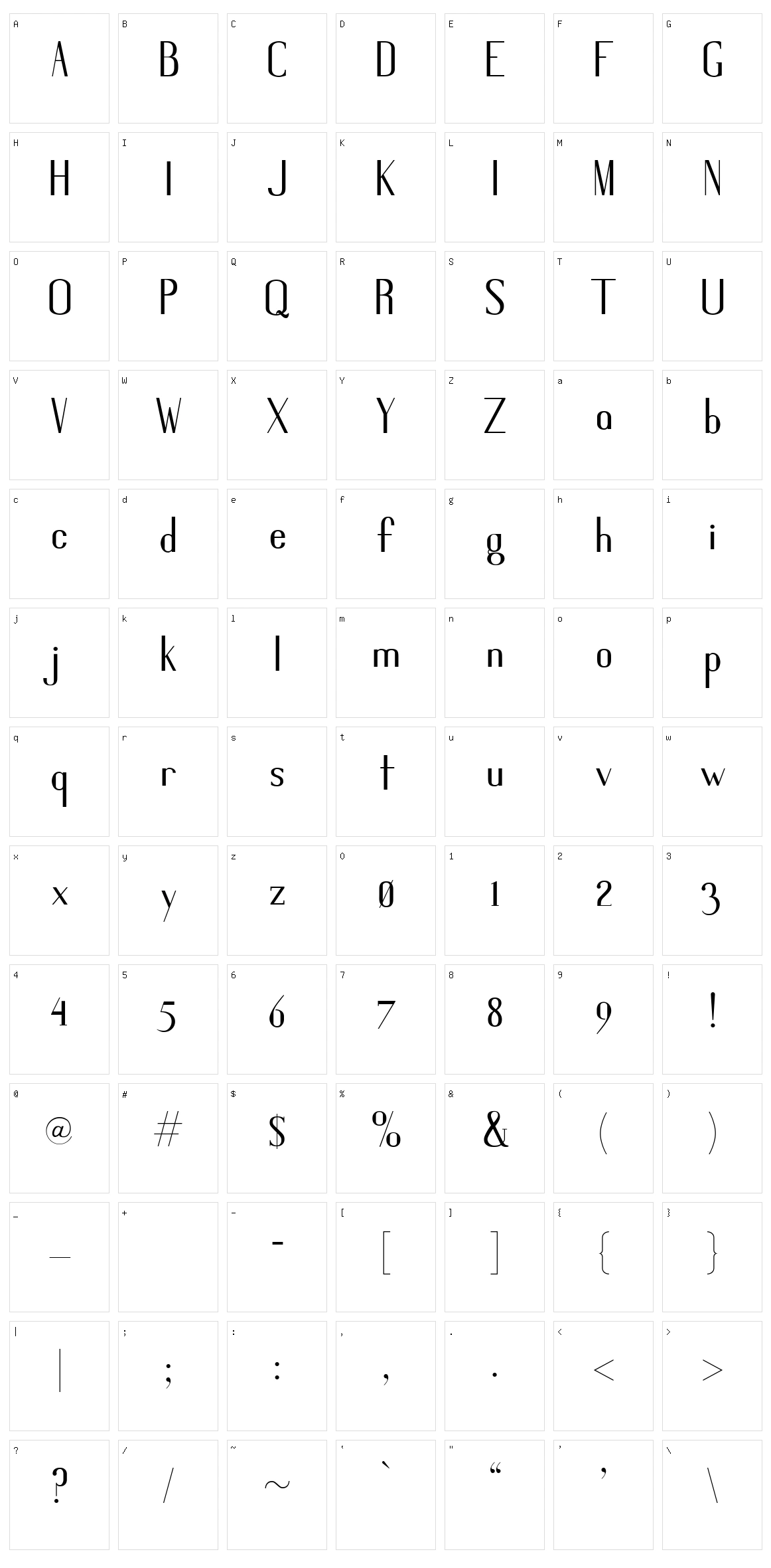 Gris Sans Character Set