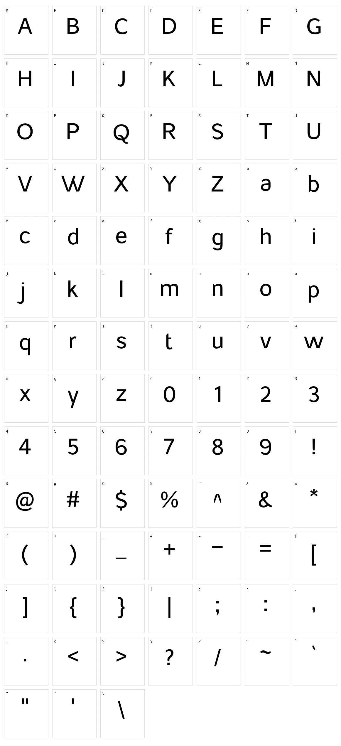 Hacuia Character Set