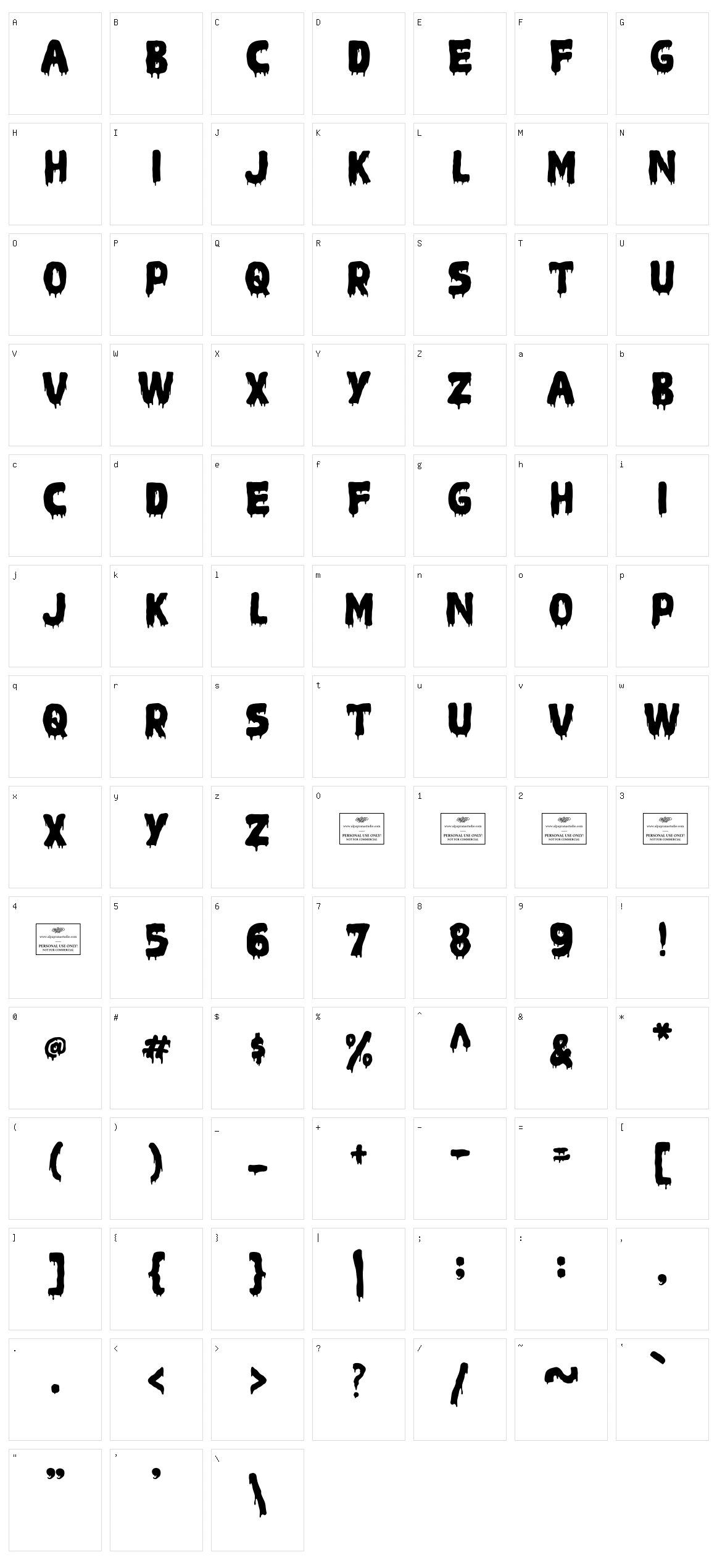 Sweet Scream Character Set