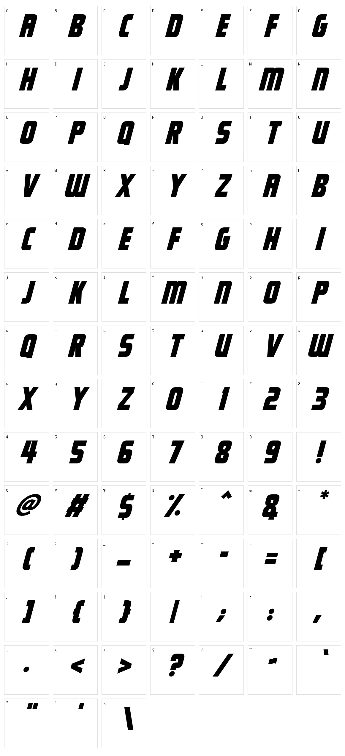 Headliner Character Set