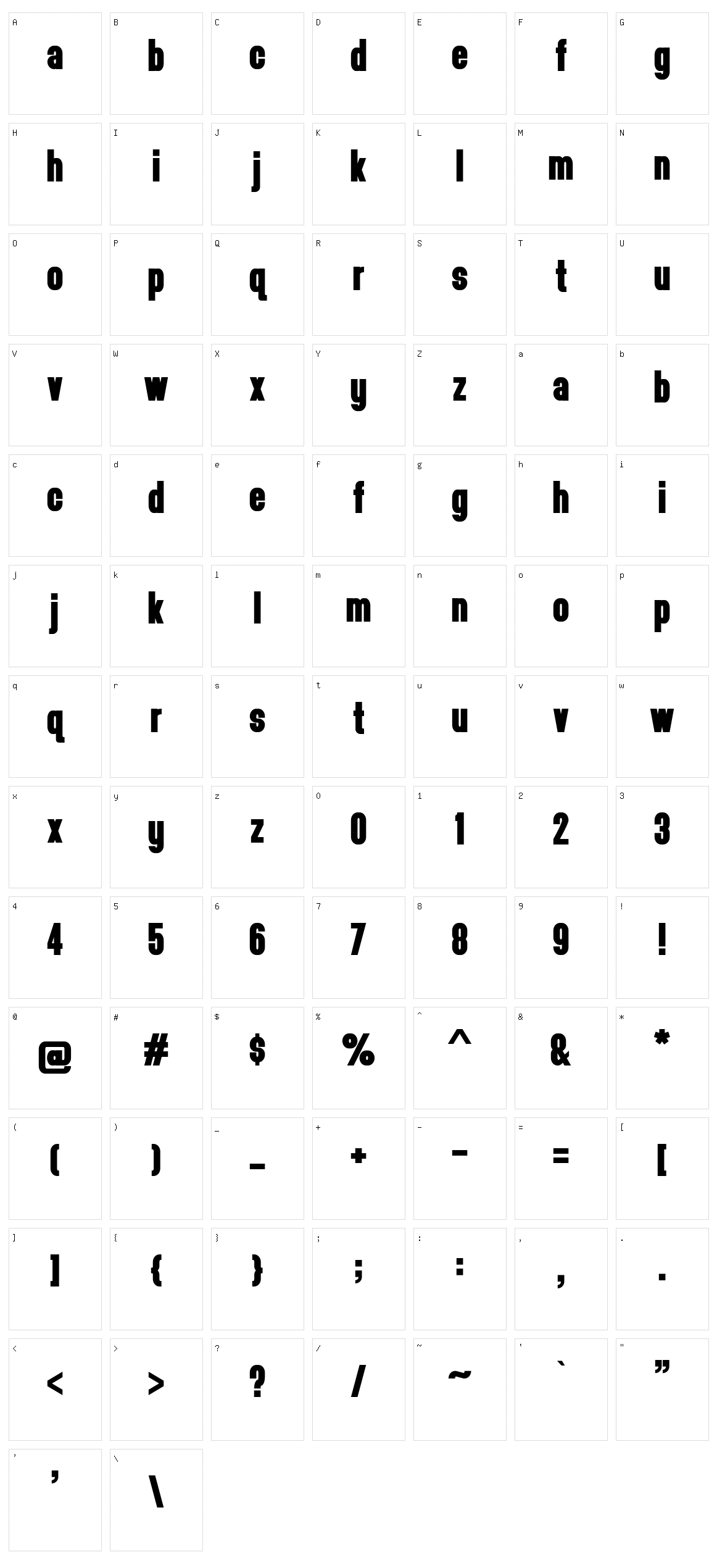 Headthinker Character Set