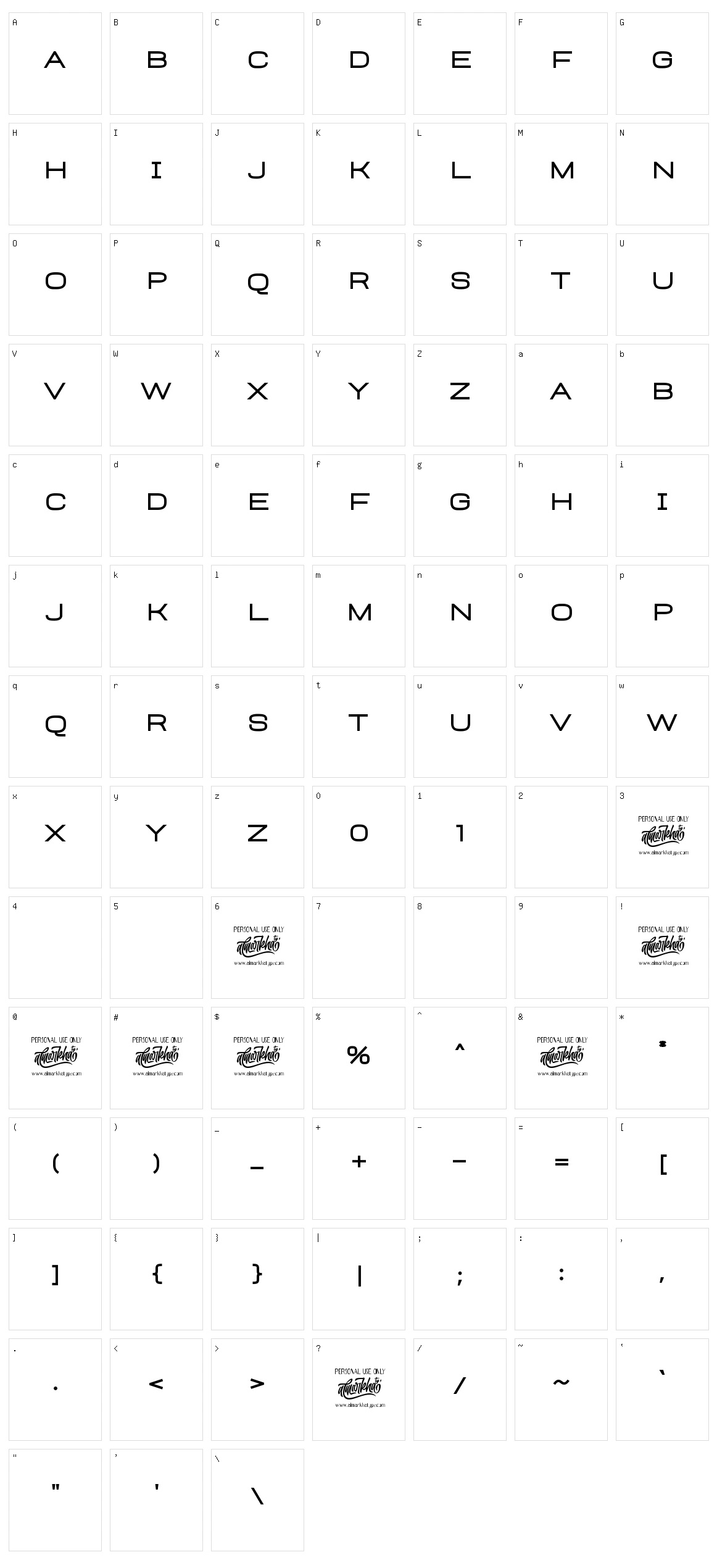 Heinch Character Set