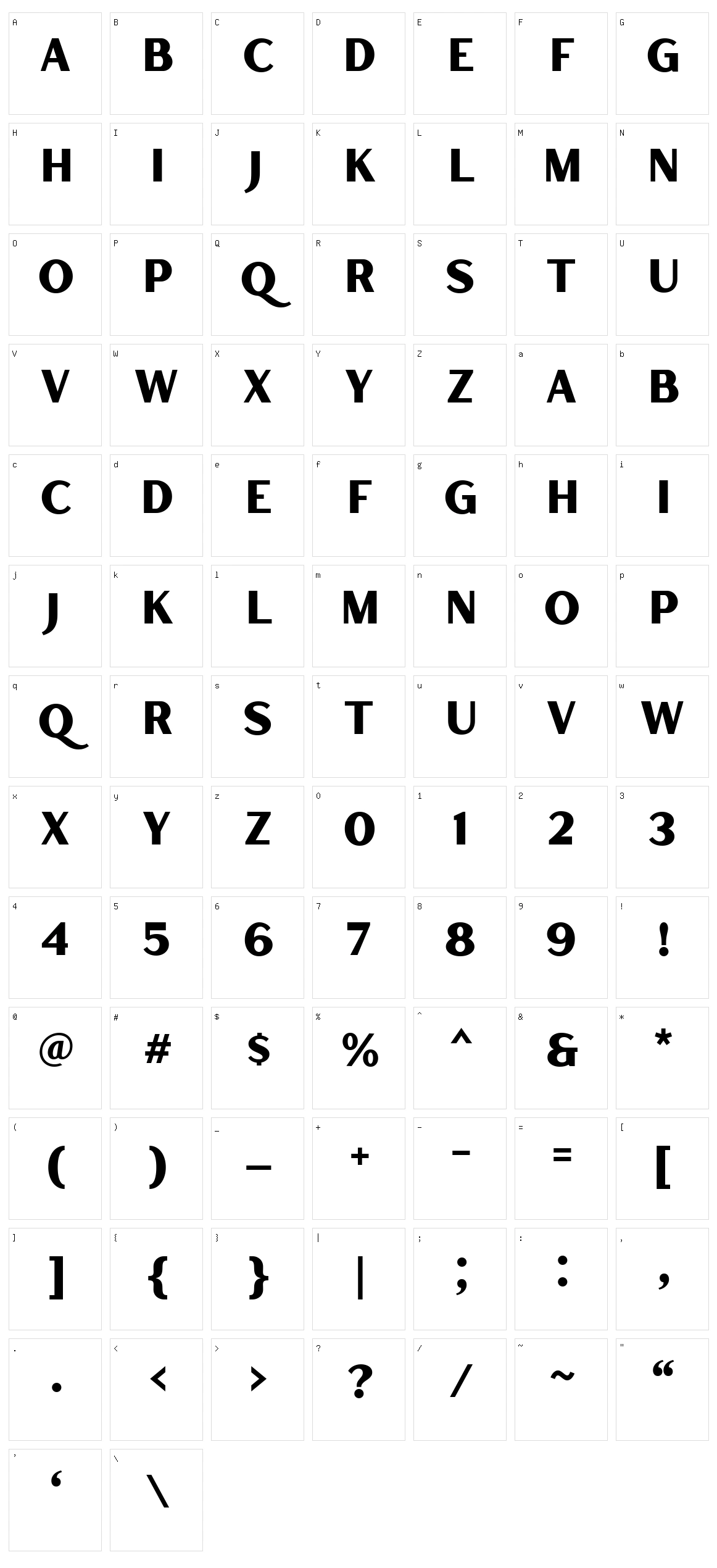 Hertical Sans Character Set