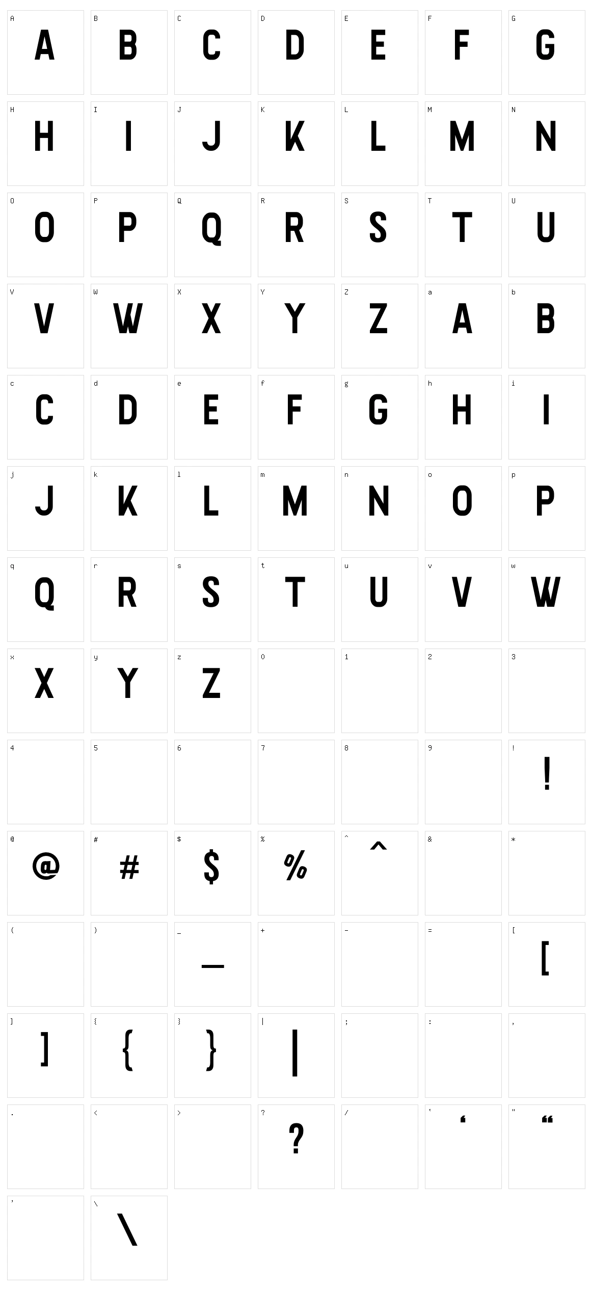 Highstories Sans Character Set