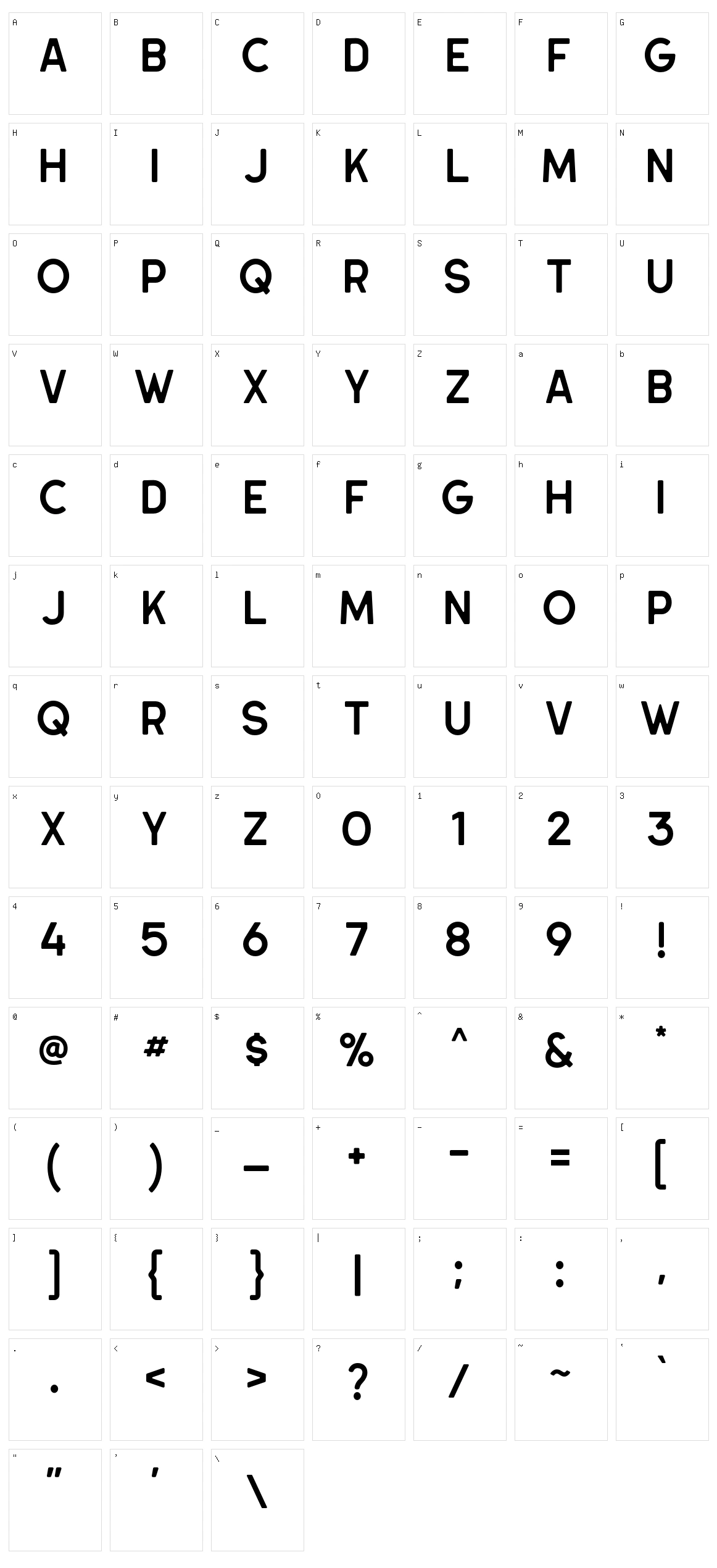 Hillstown Sans Clean Character Set