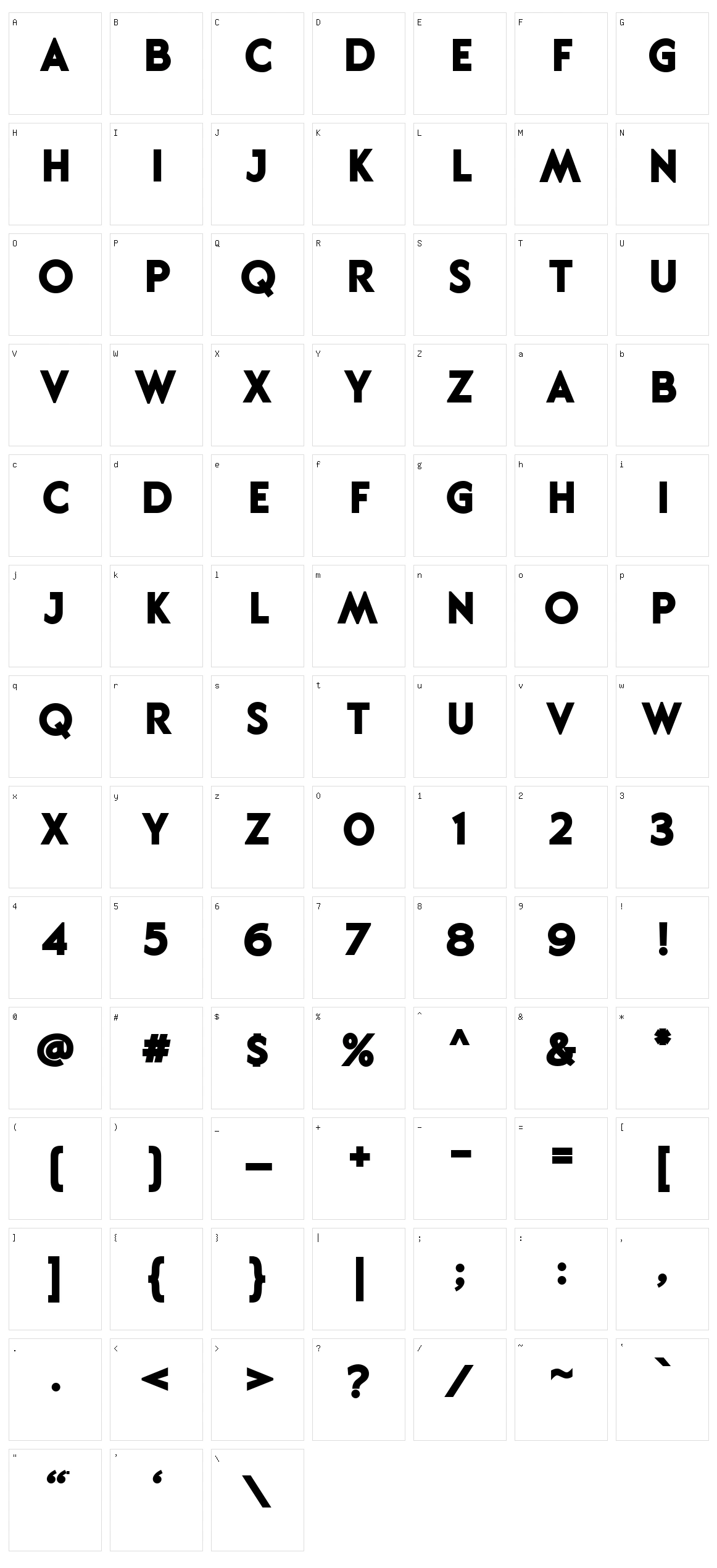Hittedal Sans Character Set