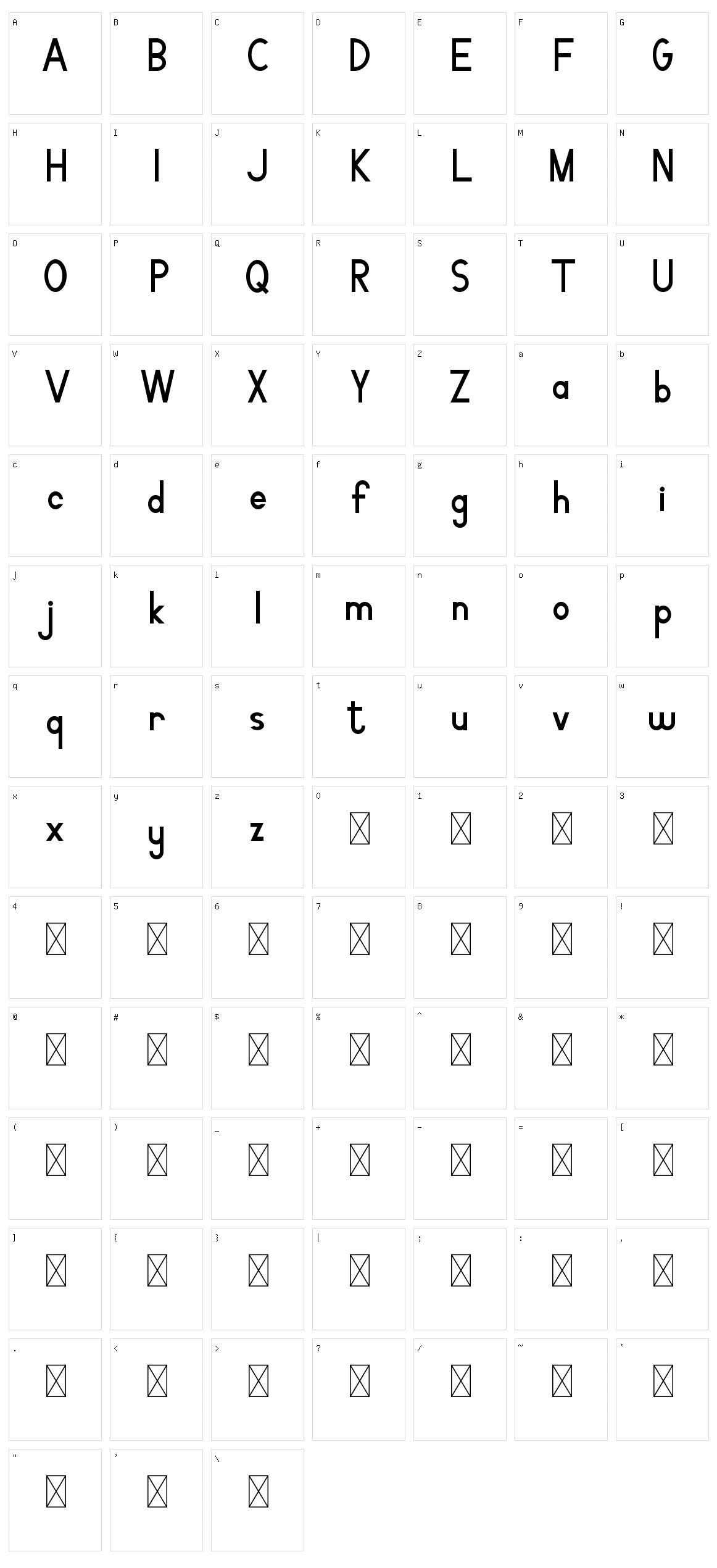 Holters Character Set