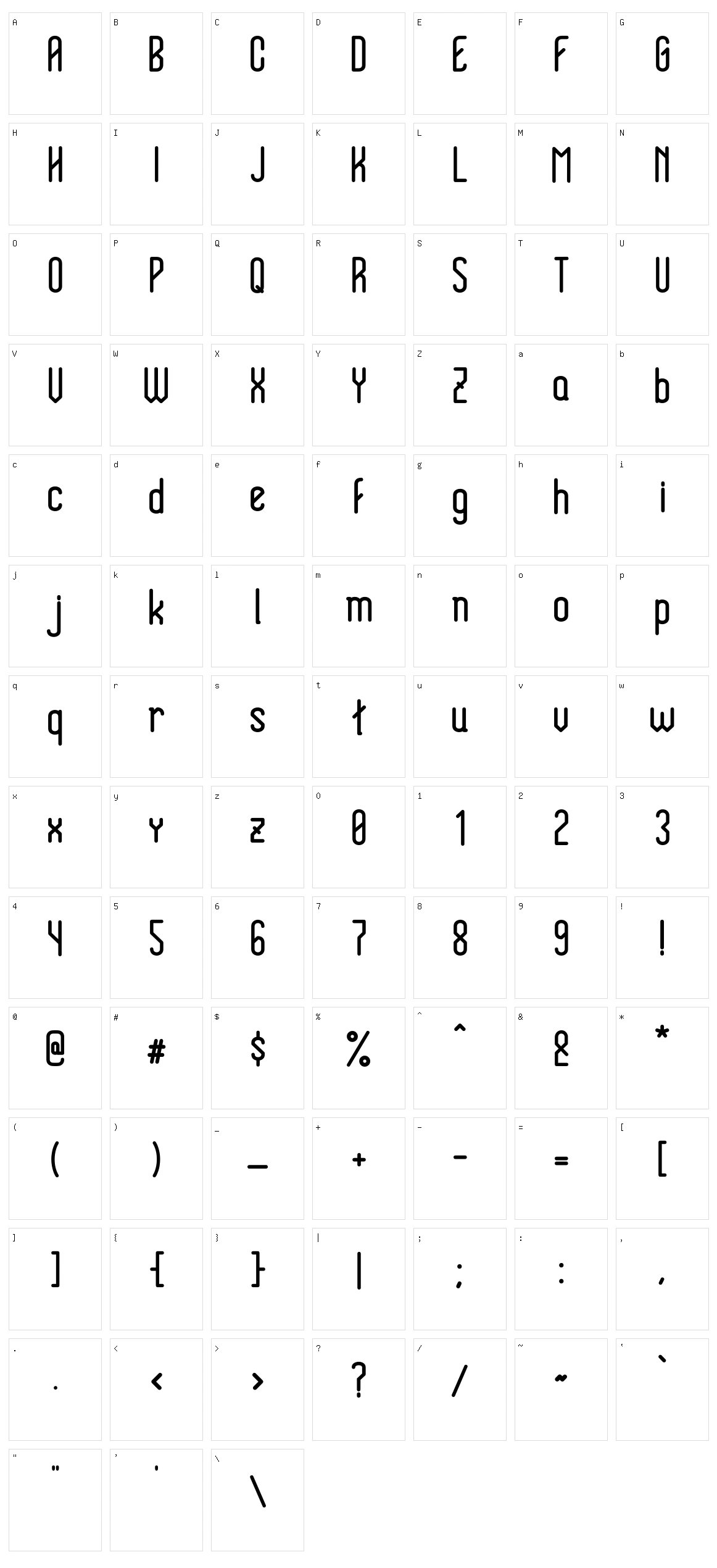 Holy Sans Character Set