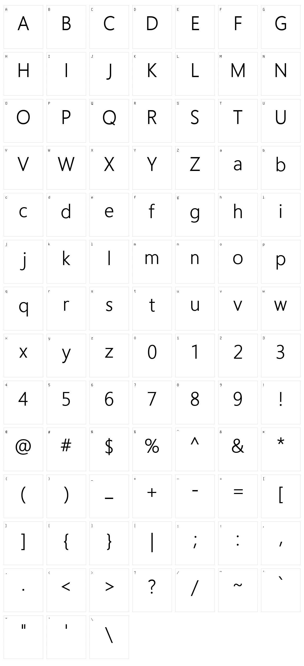 Homizio Nova Character Set