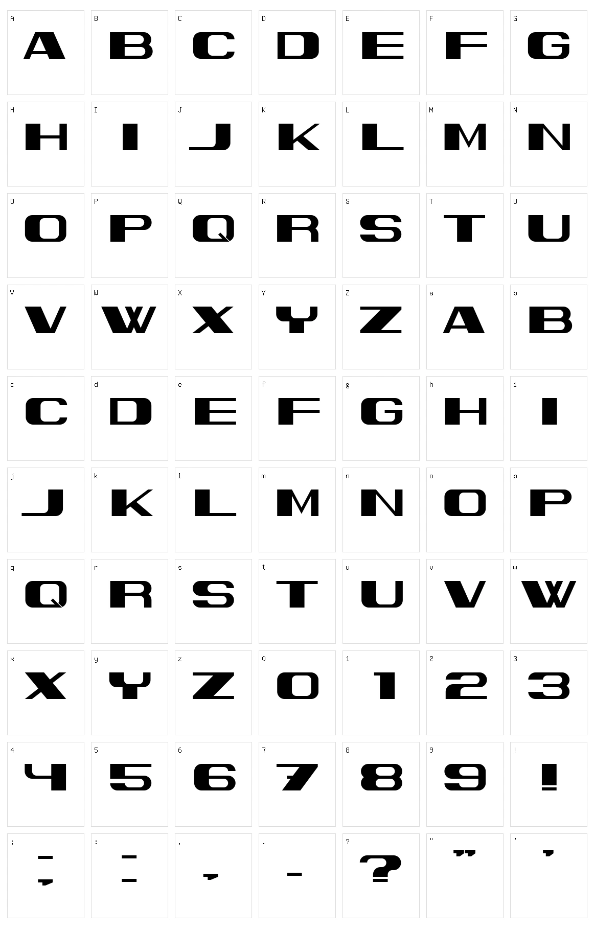 Horizontale Character Set
