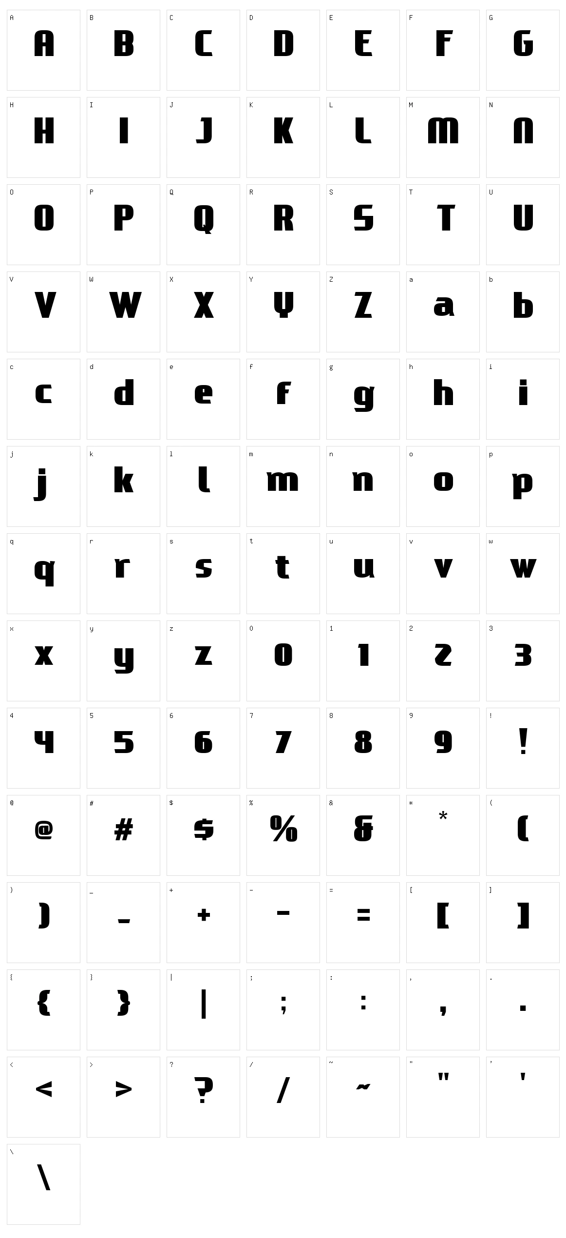 Huxley Max Character Set