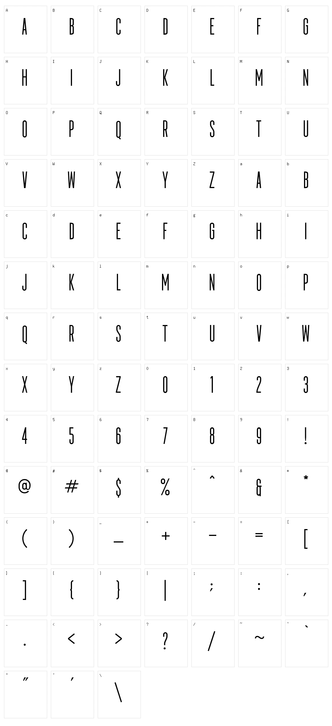 Imperfecto Character Set