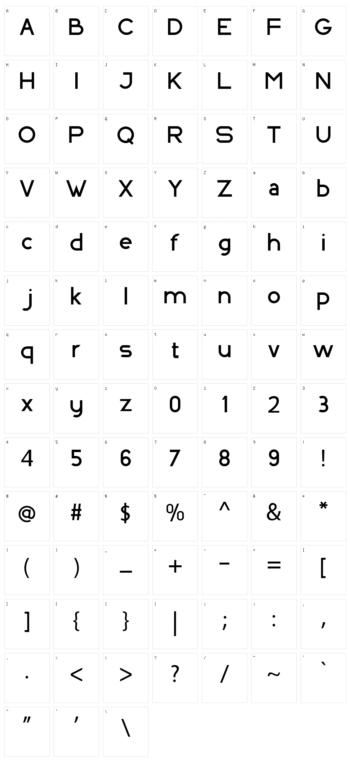 Indoscreen Character Set