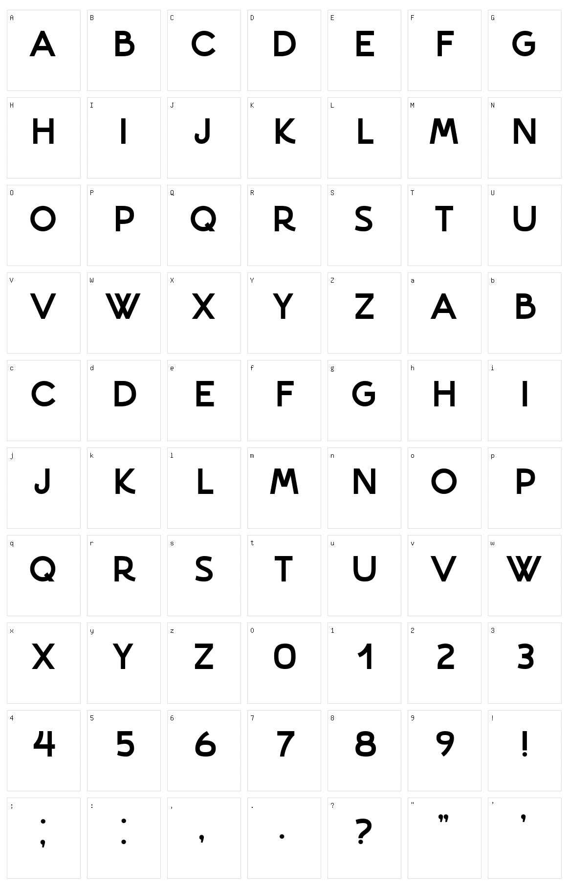 Installer Character Set