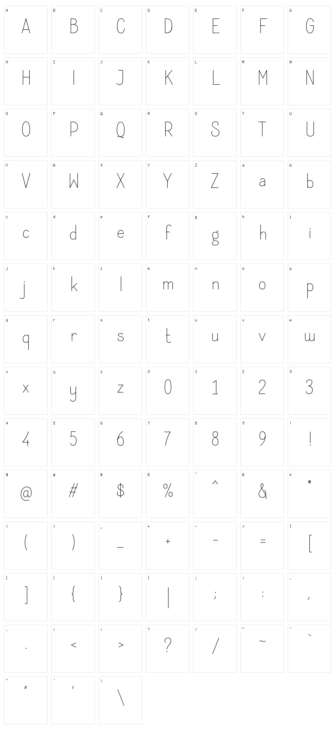 Instine Sans Character Set