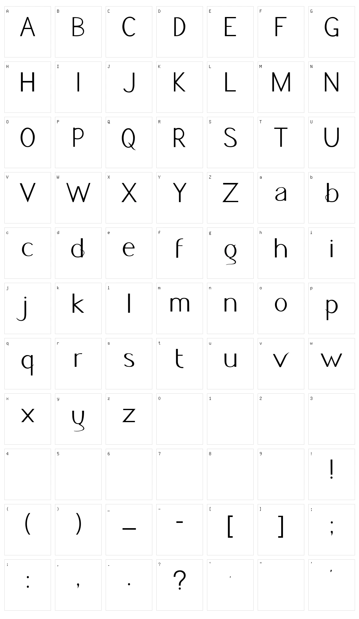 Jacks Font Character Set