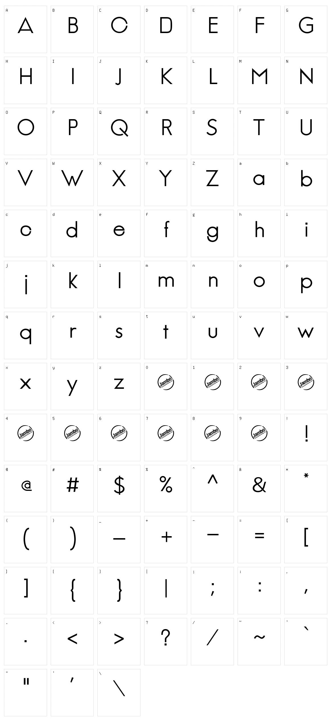 Jambetica Character Set