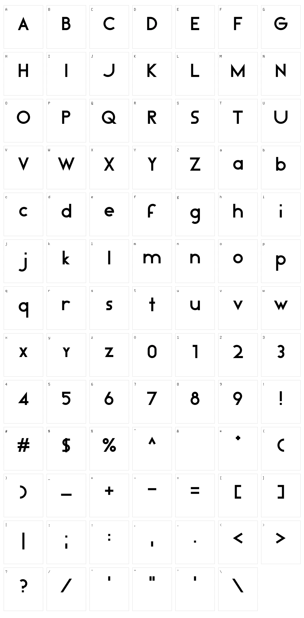 Jesa Script Character Set