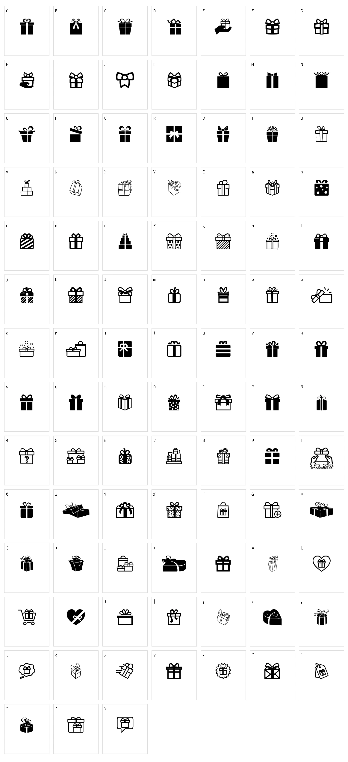 Gifts Icons Character Set