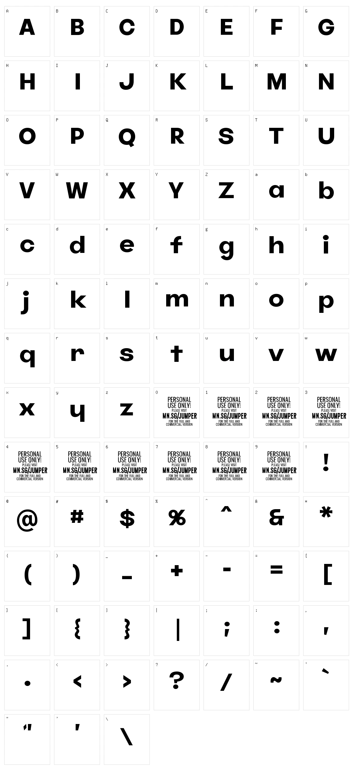 Jumper Character Set