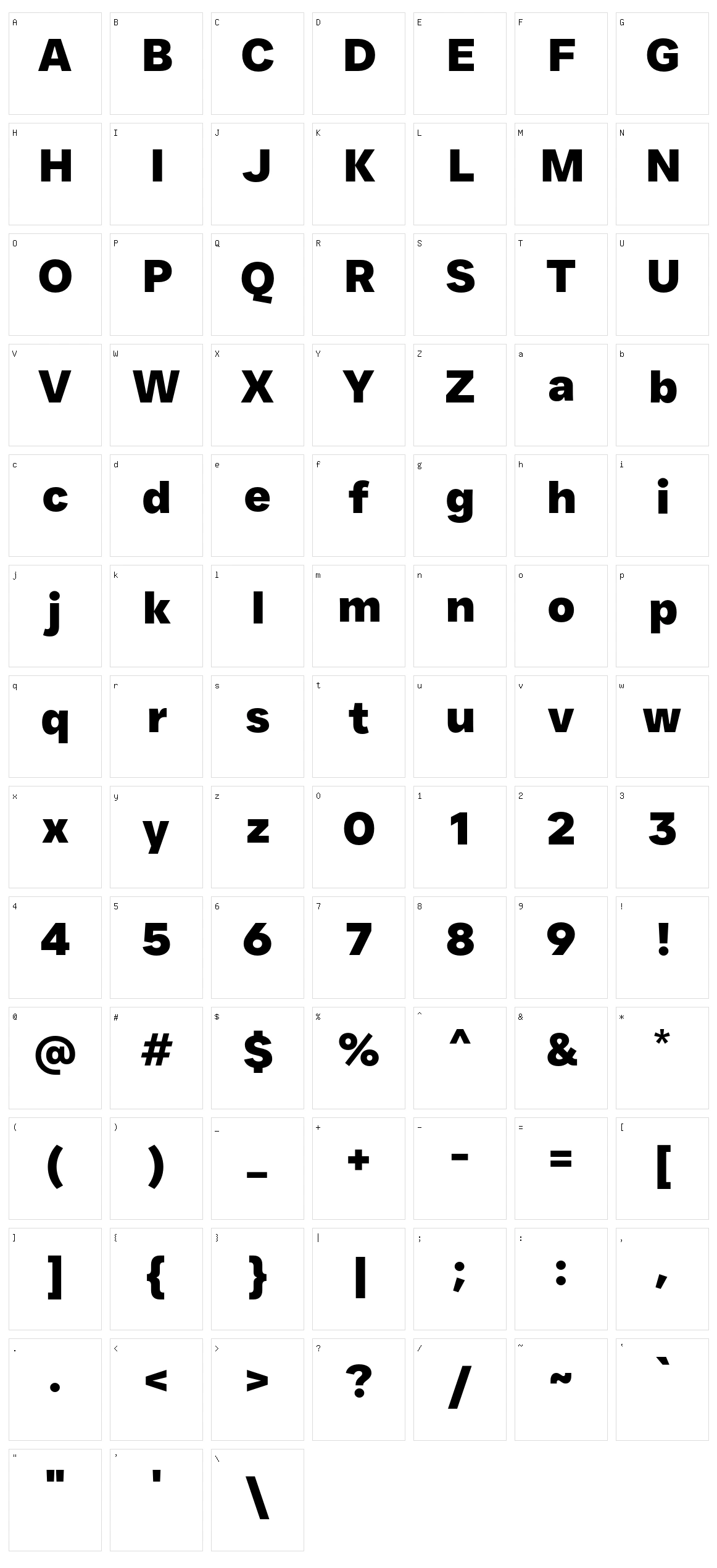 Just Sans Character Set