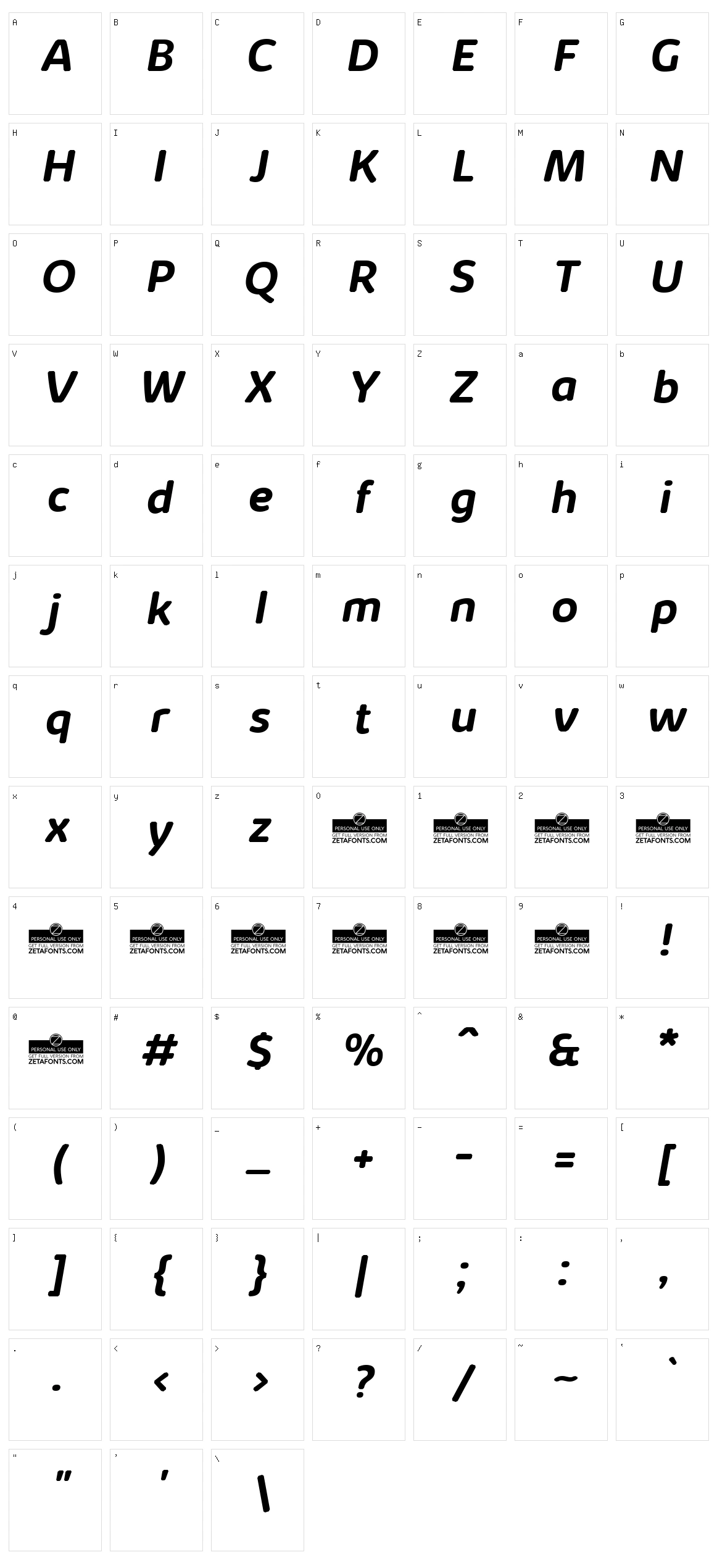 Kabrio Character Set