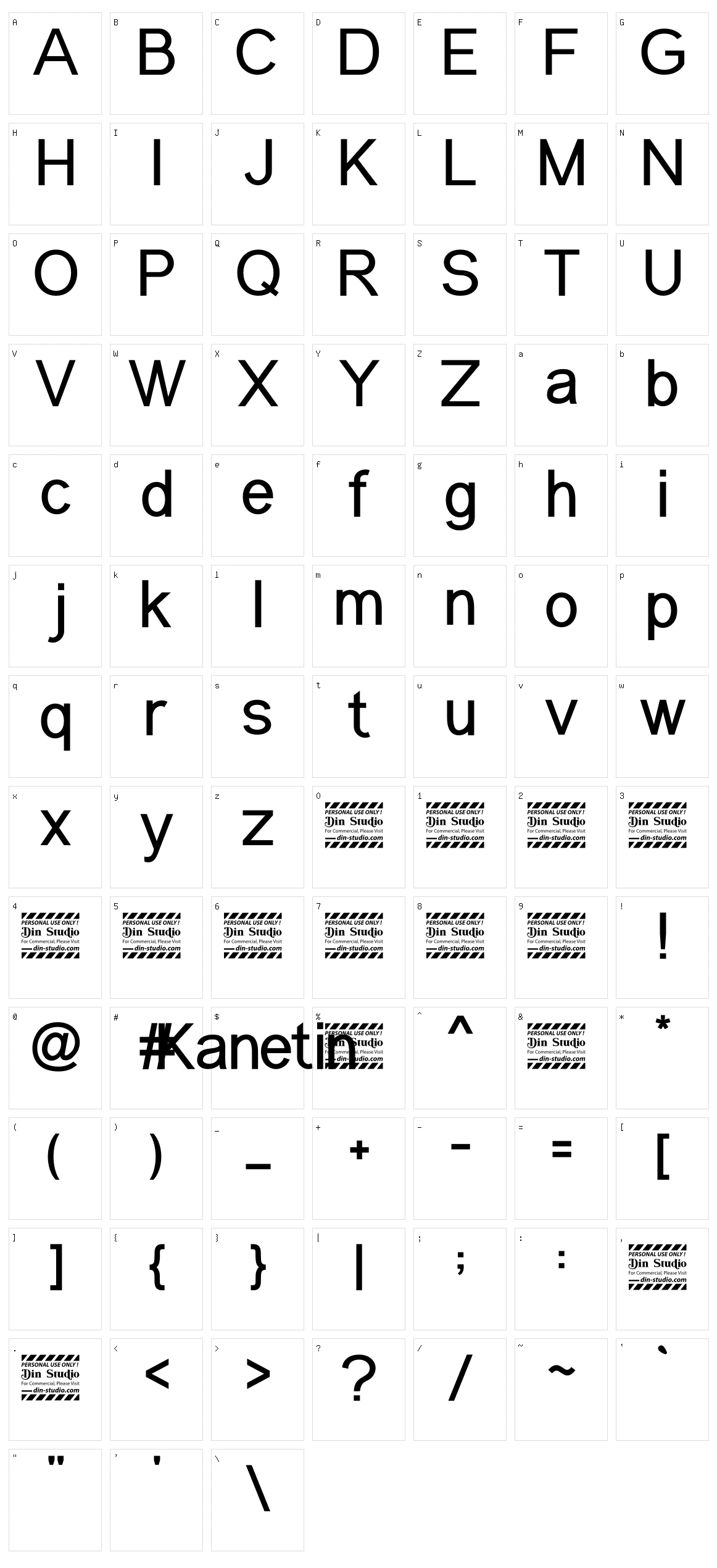 Kanetin Character Set