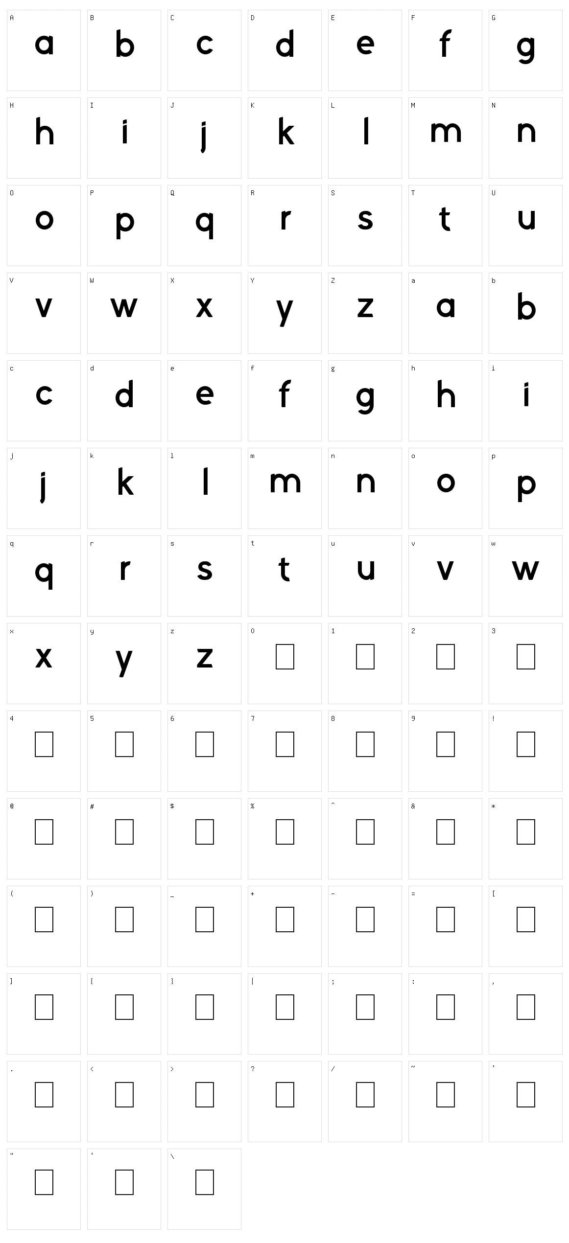 Kelvetica Character Set