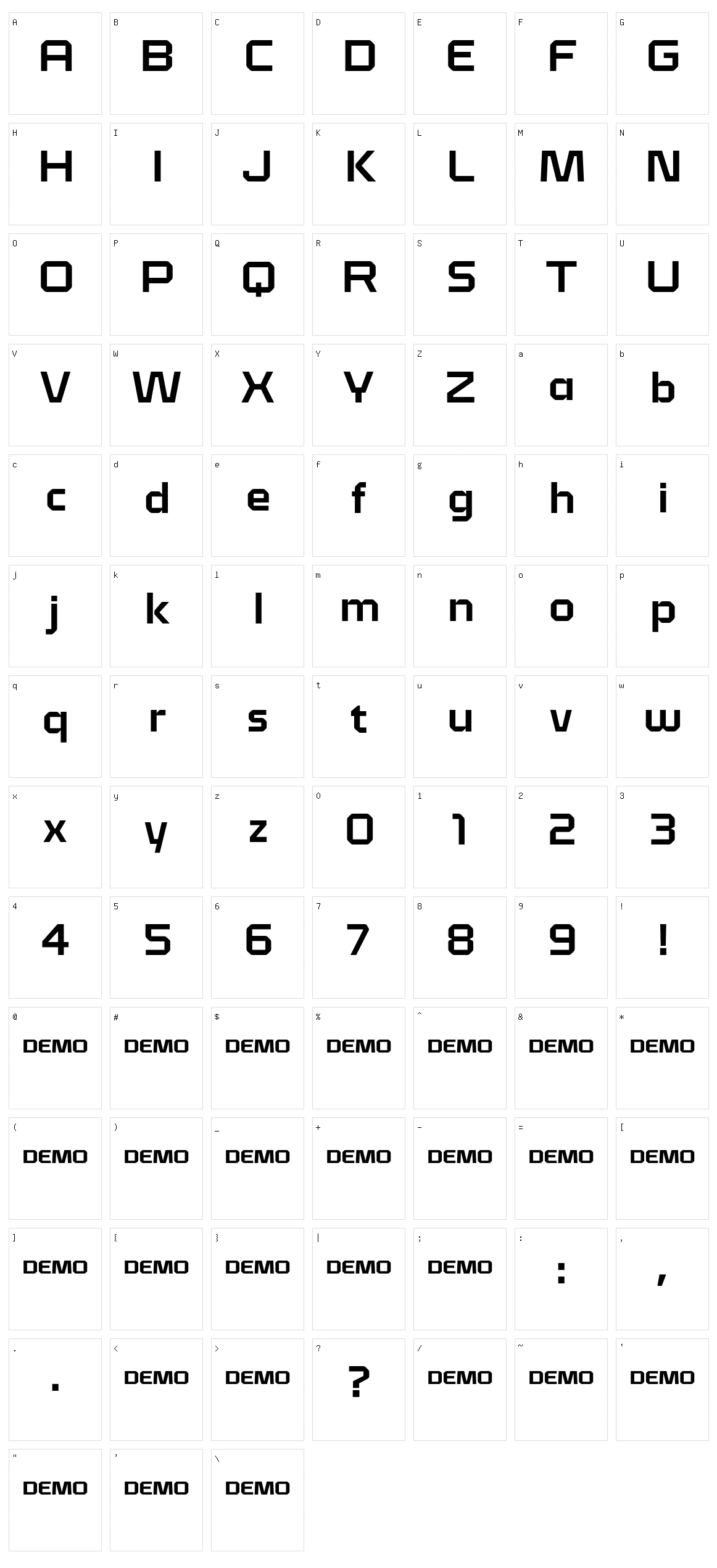 Klapt Character Set