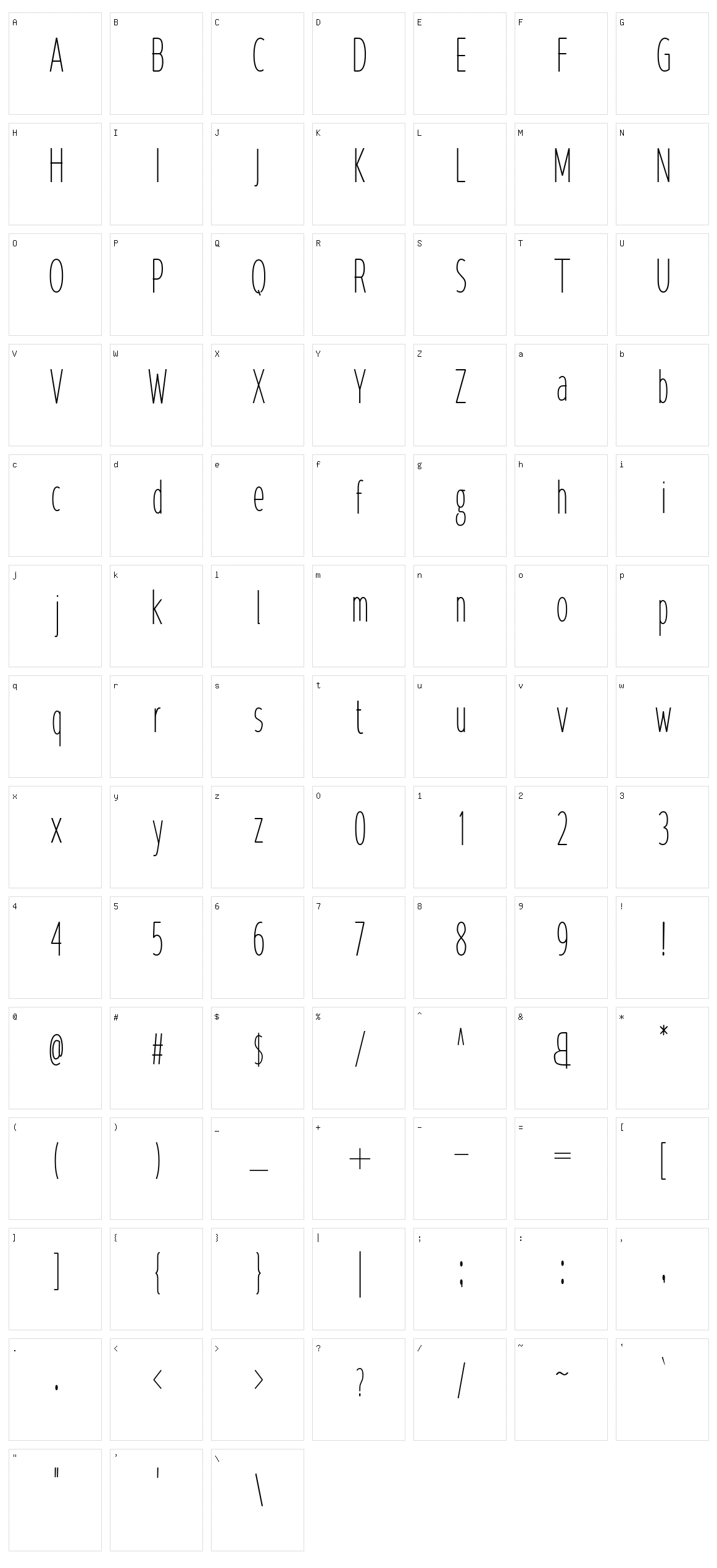 Krempeng Sans Character Set