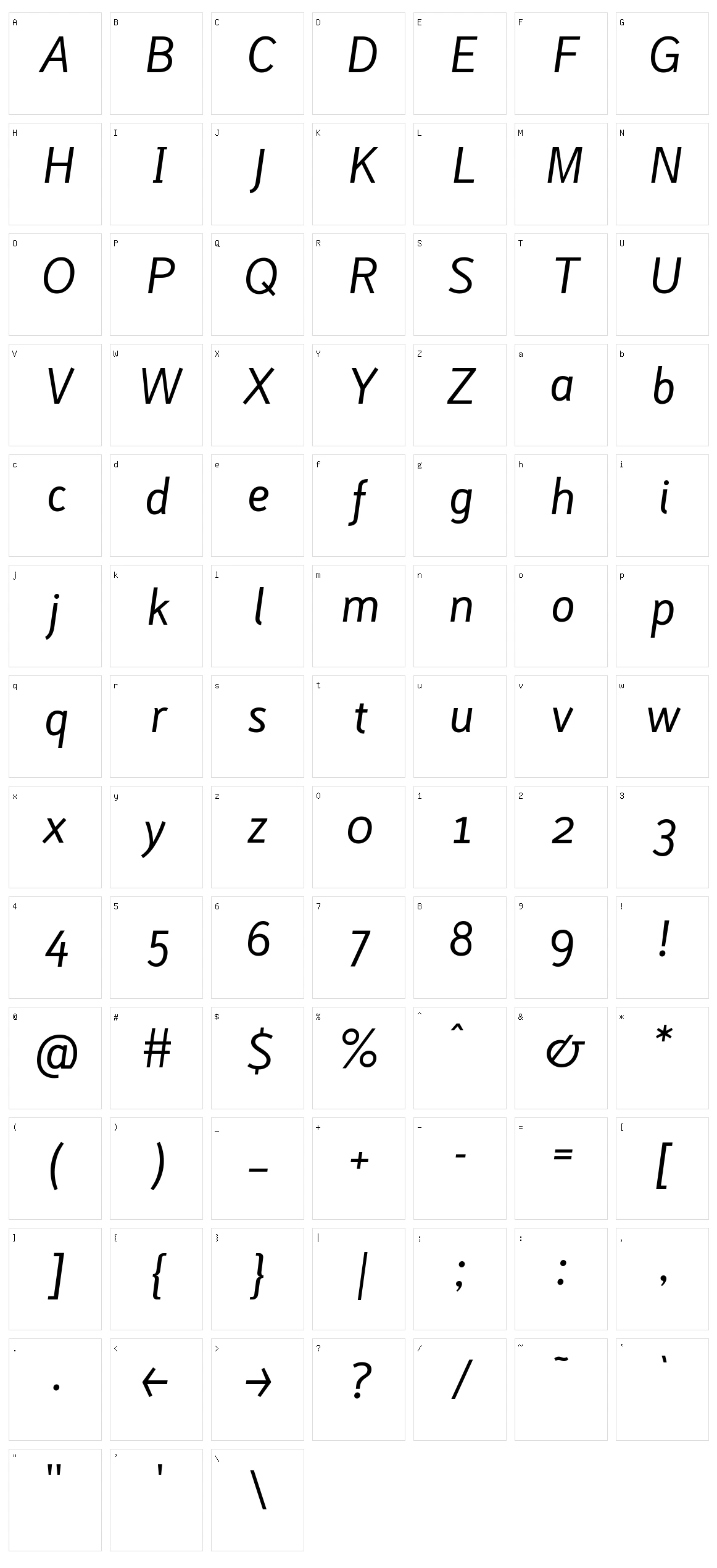 Lacuna Character Set